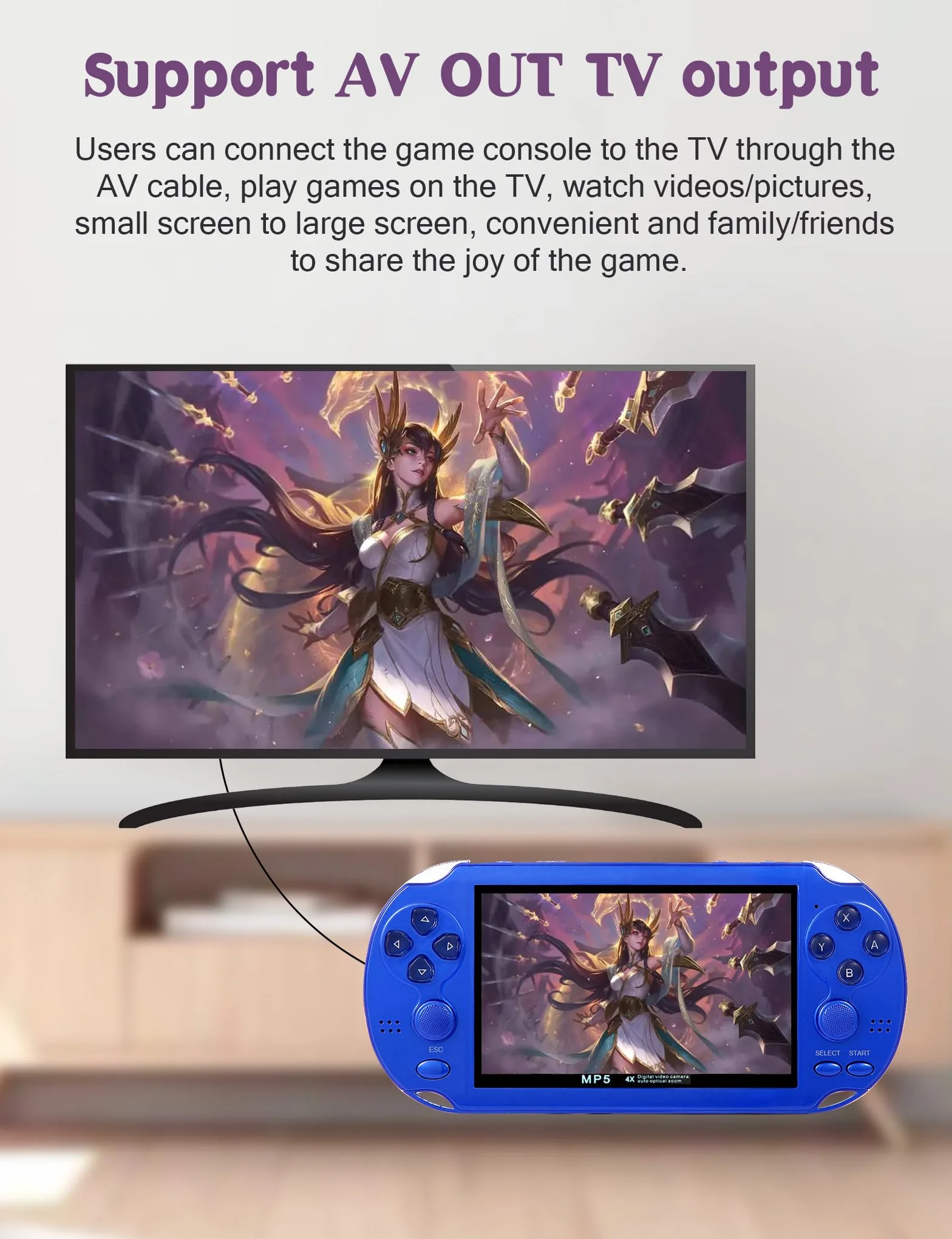 Console de Jeux vidéo 4,3 Po 8 Go 2100 Jeux gratuits Portable Vidéo/Musique Ebook Sortie TV