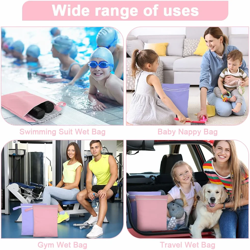 Sac Linge Sale Étanche Lavable avec Poignée et Fermeture Éclair pour Maillots de Bain Mouillés