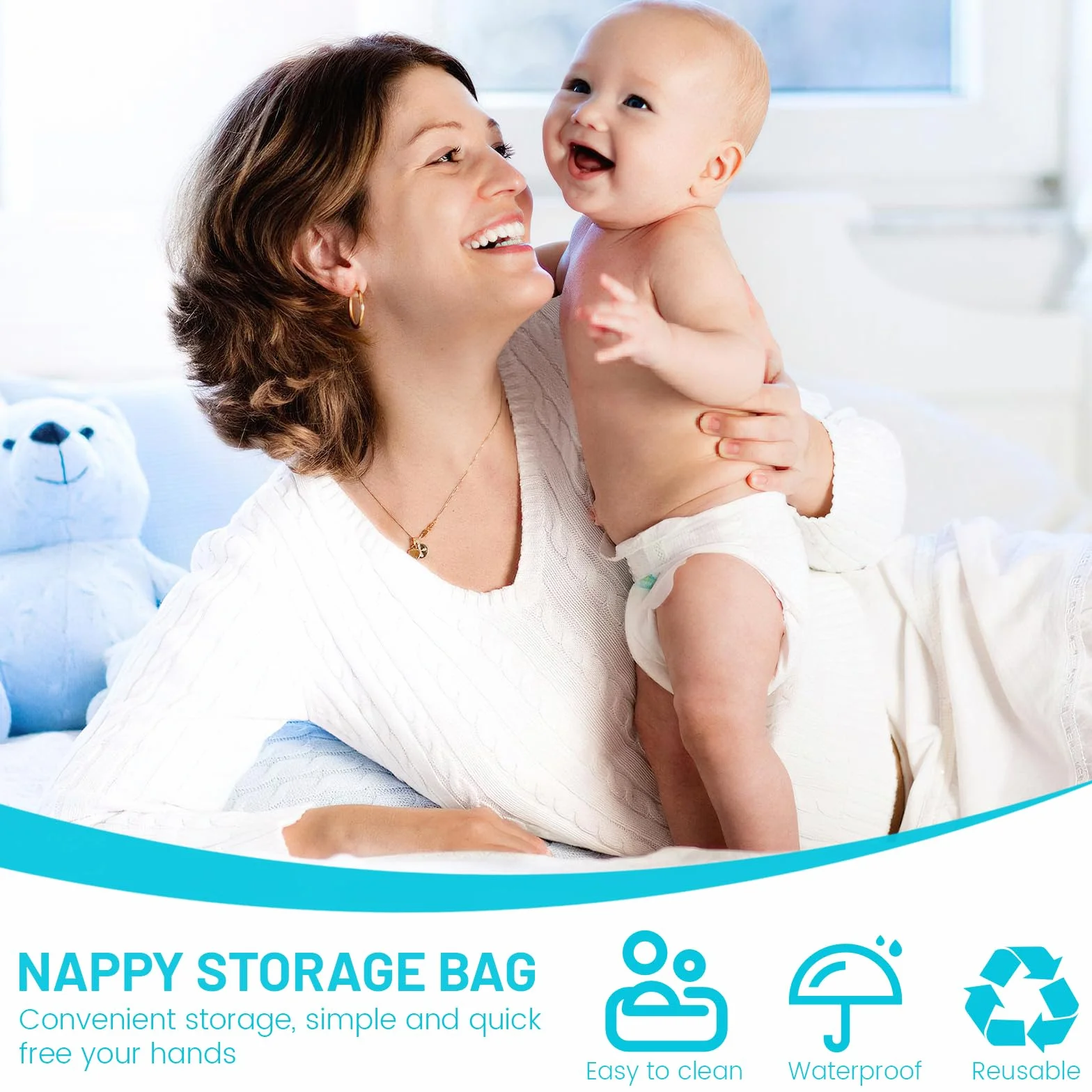 Sac à Couche Imperméable 2 Pièces Pochette Lavable Réutilisable Wet Dry Bag pour Bébé Piscine