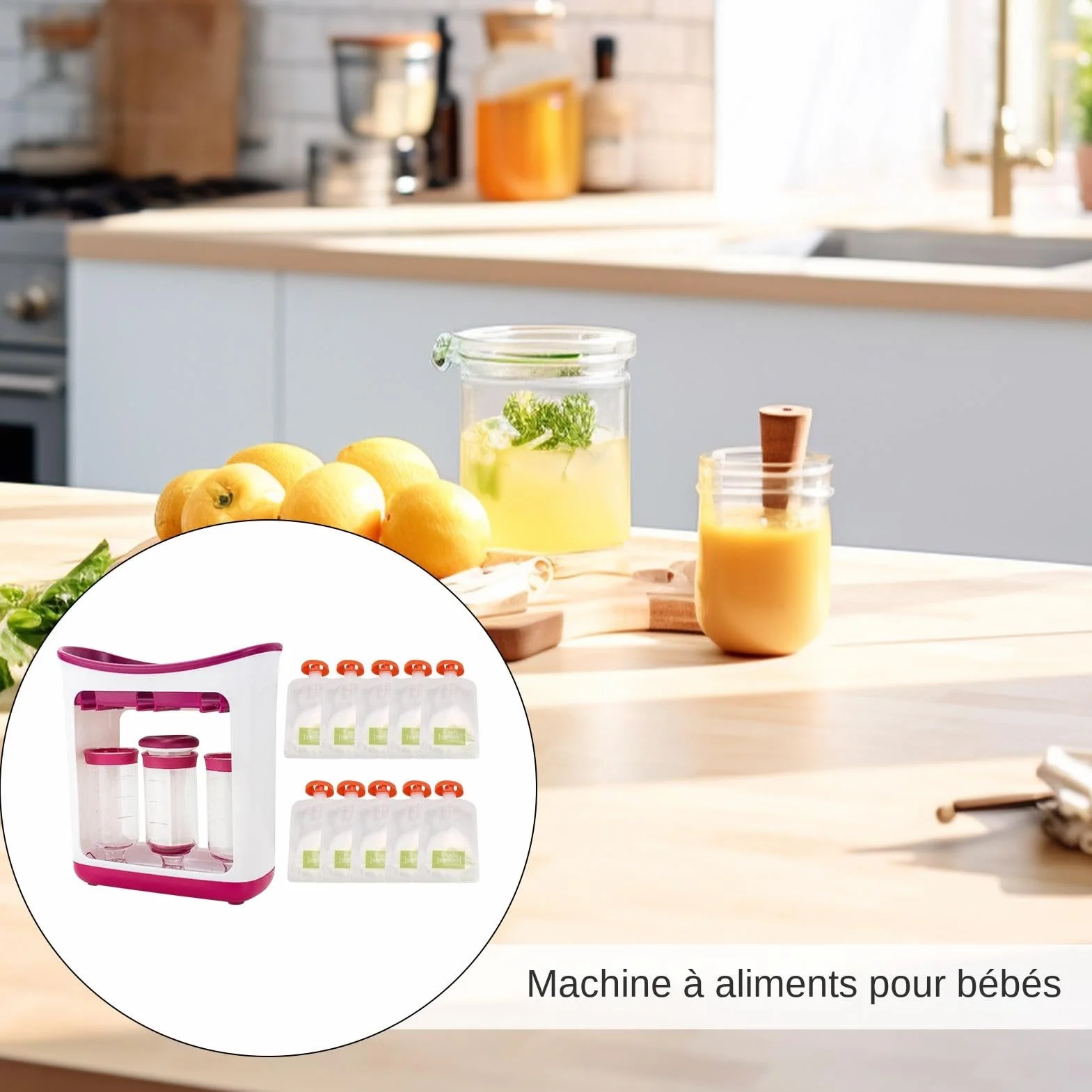 Squeeze Station Fabricant De Jus À Base, Presse Pour Bébé, Jus Fruits Frais Maison Avec Sacs Rangement