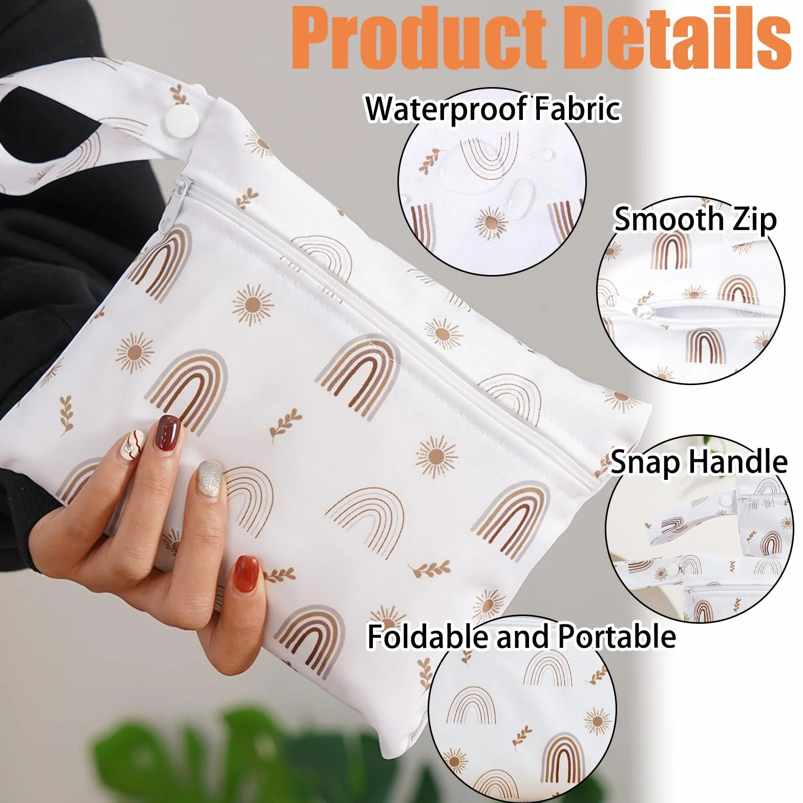 Sac à Couches Lavables Réutilisable Imperméable 3 Pièces pour Natation Camping Voyage