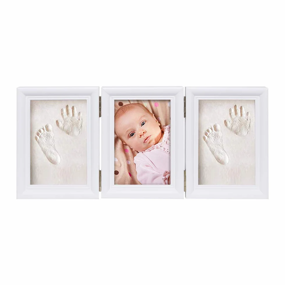 Kit de souvenir pour bébé Empreinte main ou pieds avec cadre en bois