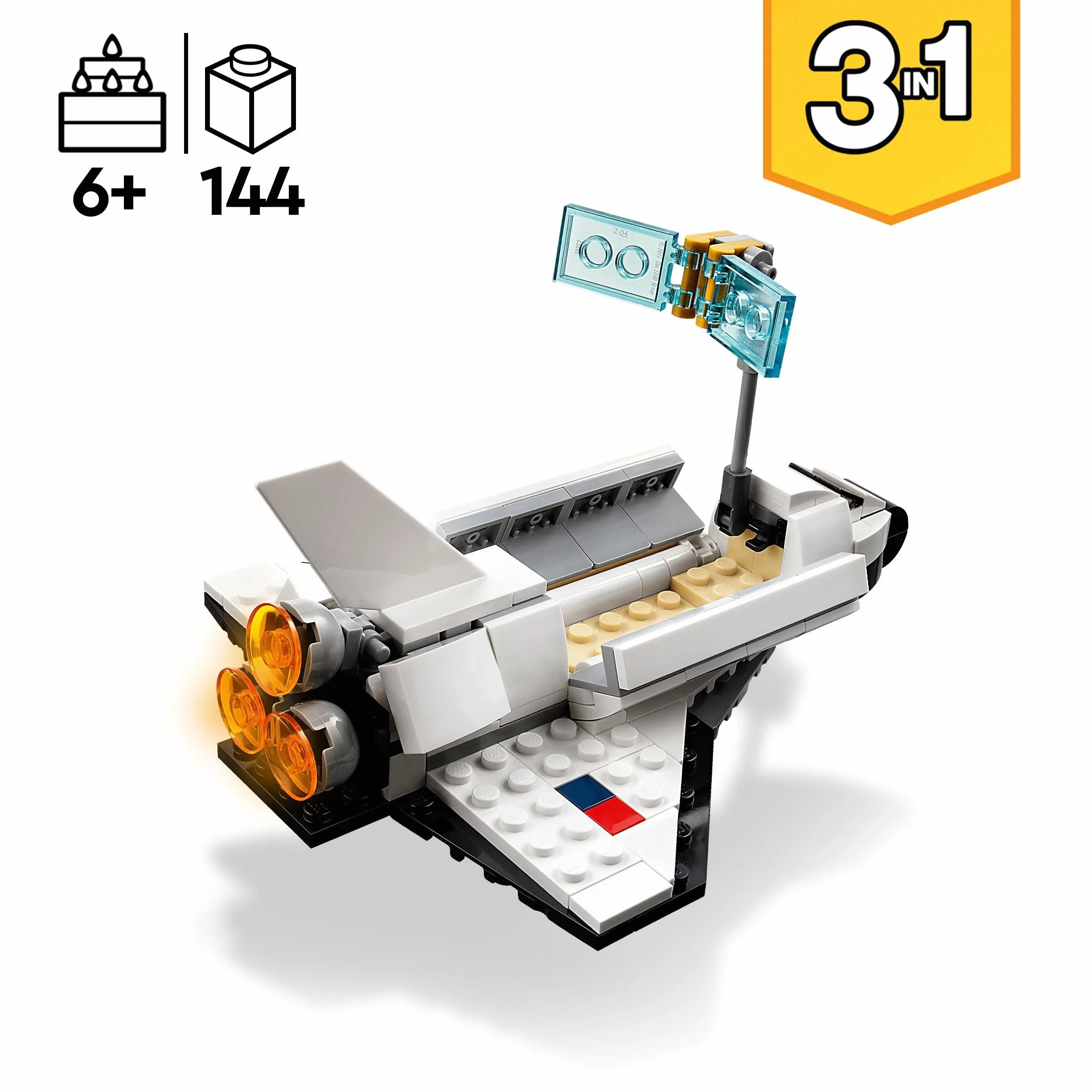 LEGO 31134 Creator 3-en-1 La Navette Spatiale, Jouet de Construction pour Enfants Dès 6 Ans