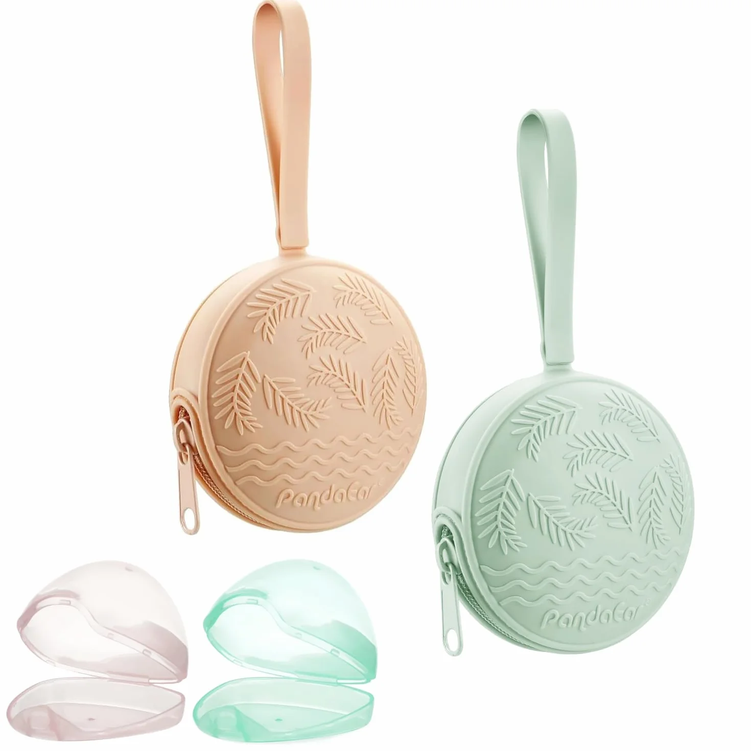 PandaEar Lot 4 Boîtiers pour Sucettes | 2 Étuis Voyage Silicone & 2 Boîtiers Transparents | Sans BPA