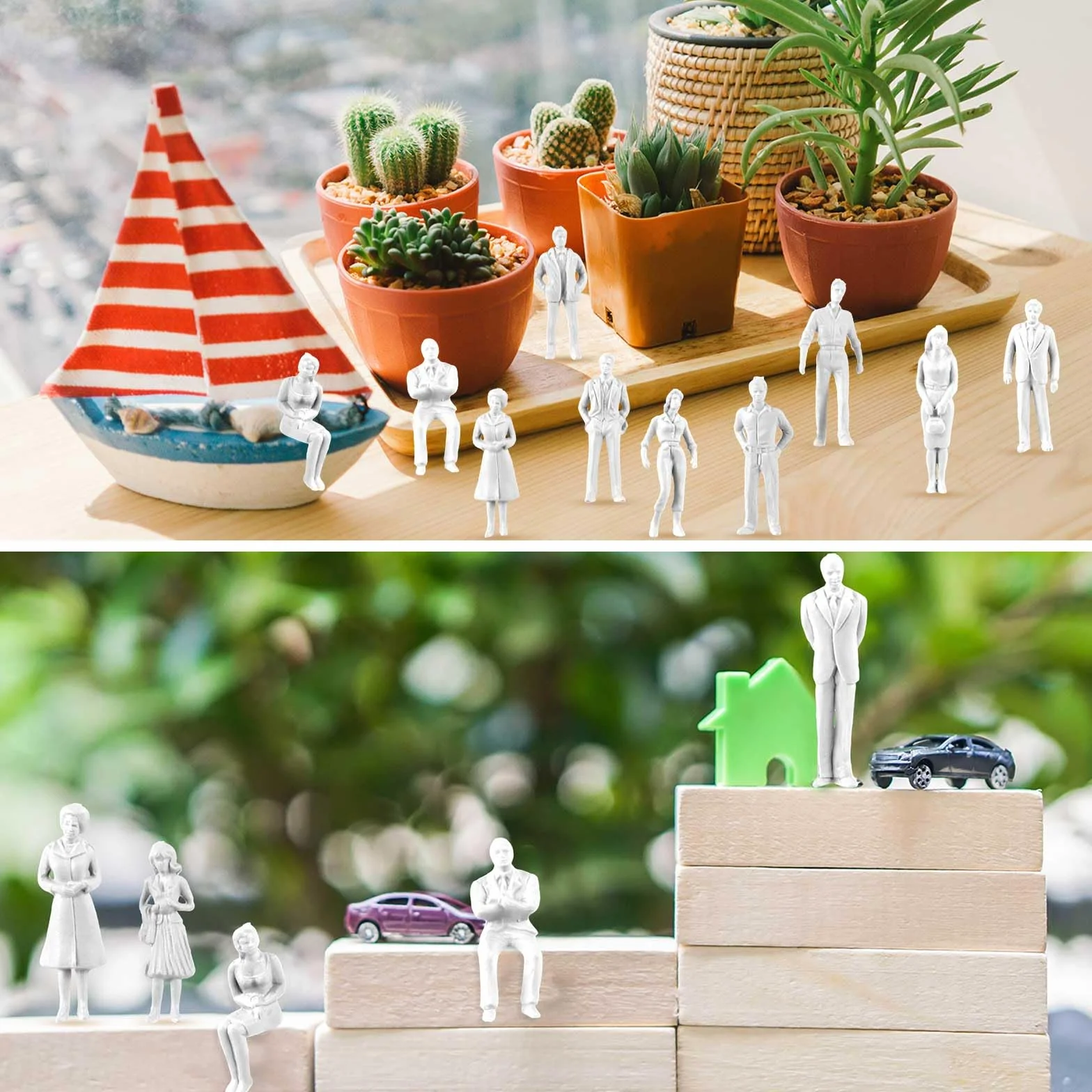Namalu 50 Personnages Miniatures Échelle 1:50 Figurines Blanches Non Peintes Maquettes Architecturale