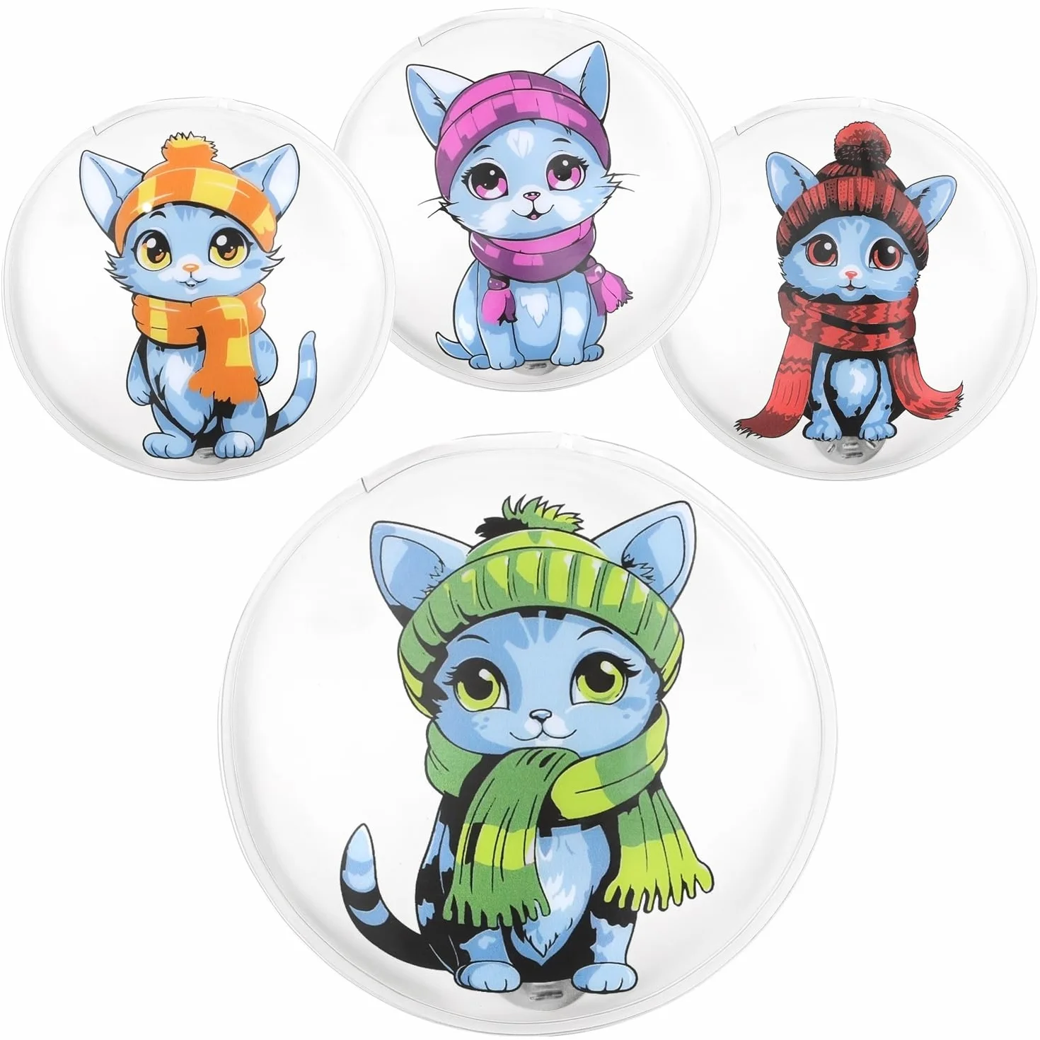 COM-FOUR® 4x Chauffe-Poches réutilisables Motif Chat - Chauffe-Mains Chat Blanc
