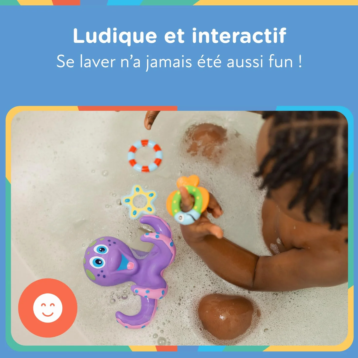Nuby Jouet de Bain Pieuvre Interactive Flottante avec Anneaux de Bain Violet 18 Mois+