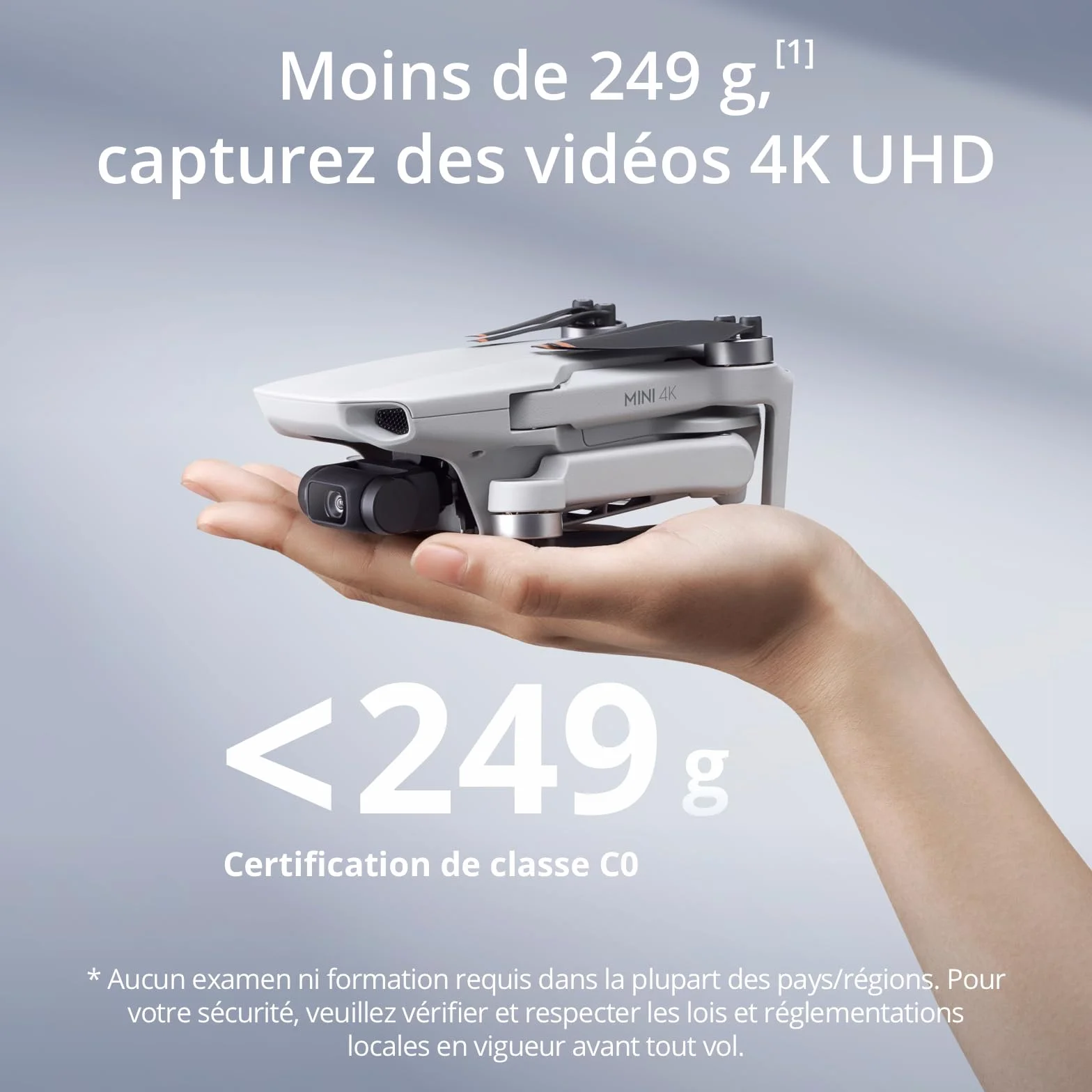 Drone Caméra 4K UHD Mini < 249 g, Stabilisation Nacelle 3 Axes, Transmission 10 km, 2 Batteries 62 min