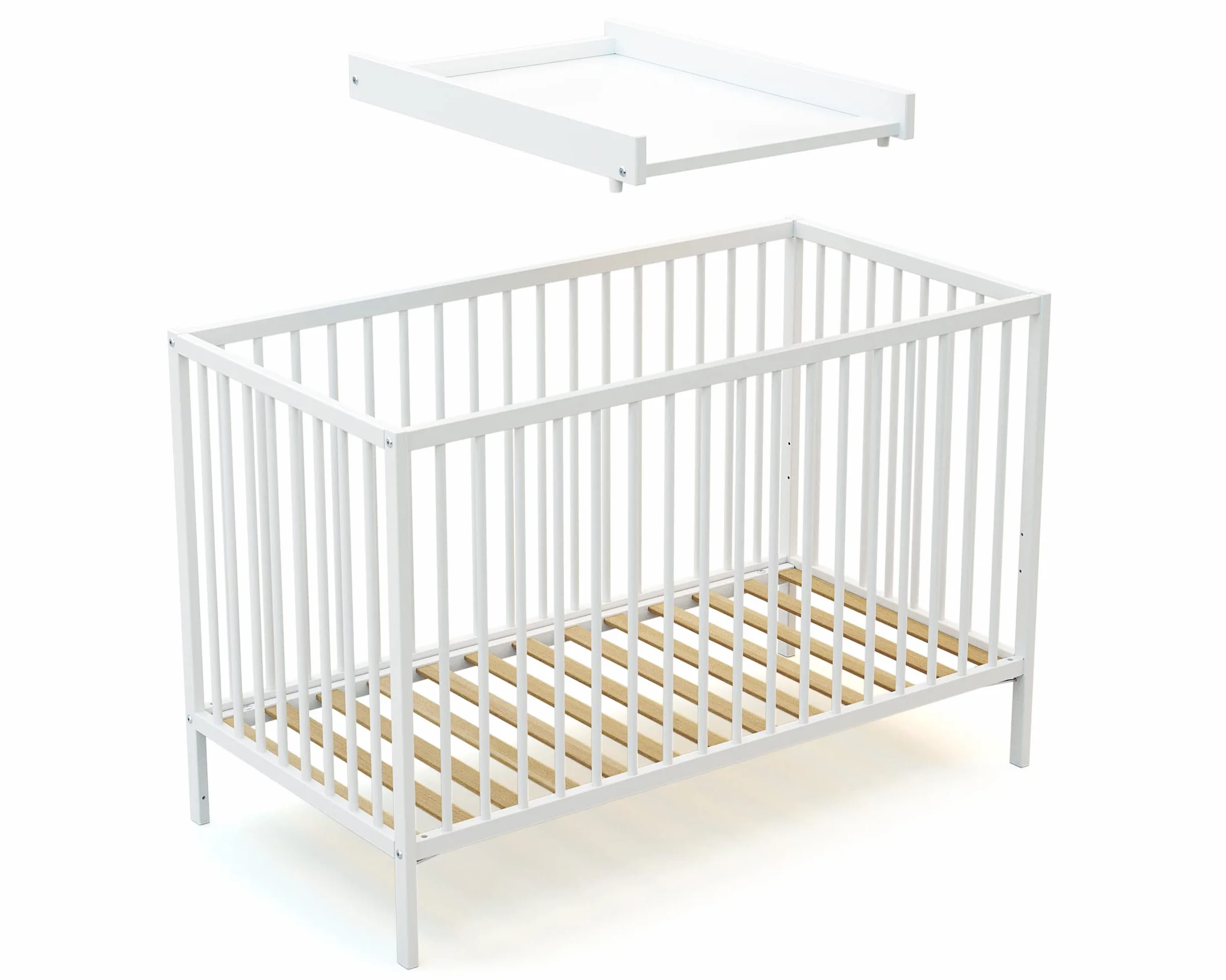 Plan à langer MONA Blanc 75 x 51,5 x 7 cm Table à langer pour lit bébé 60x120cm
