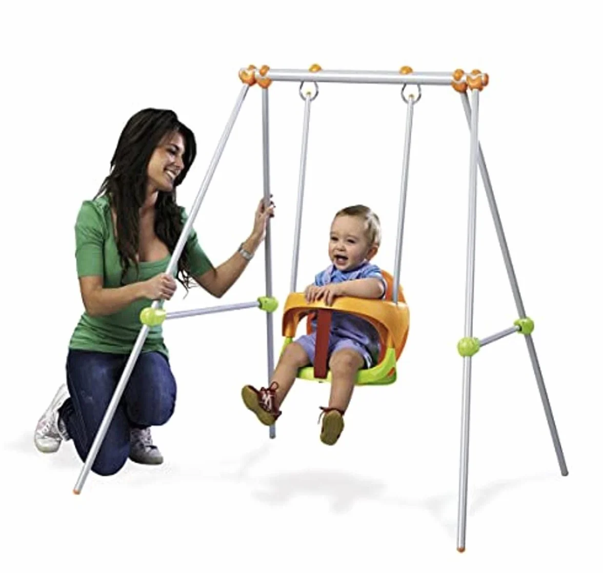 Smoby Portique Métal Baby Swing Balançoire Enfant 120cm Siège Arceau Sécurité 310046