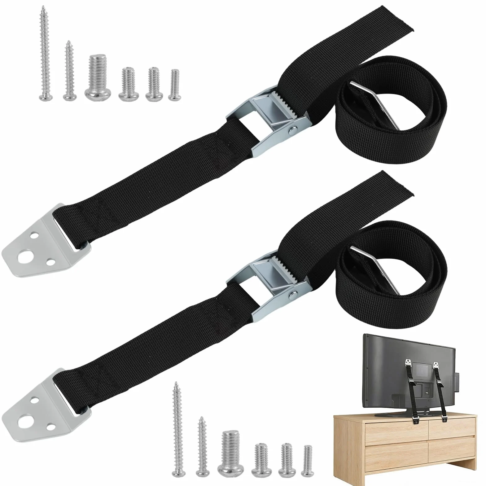 Sangles de Sécurité pour Meubles et TV Anti Basculement Réglables 2PCS