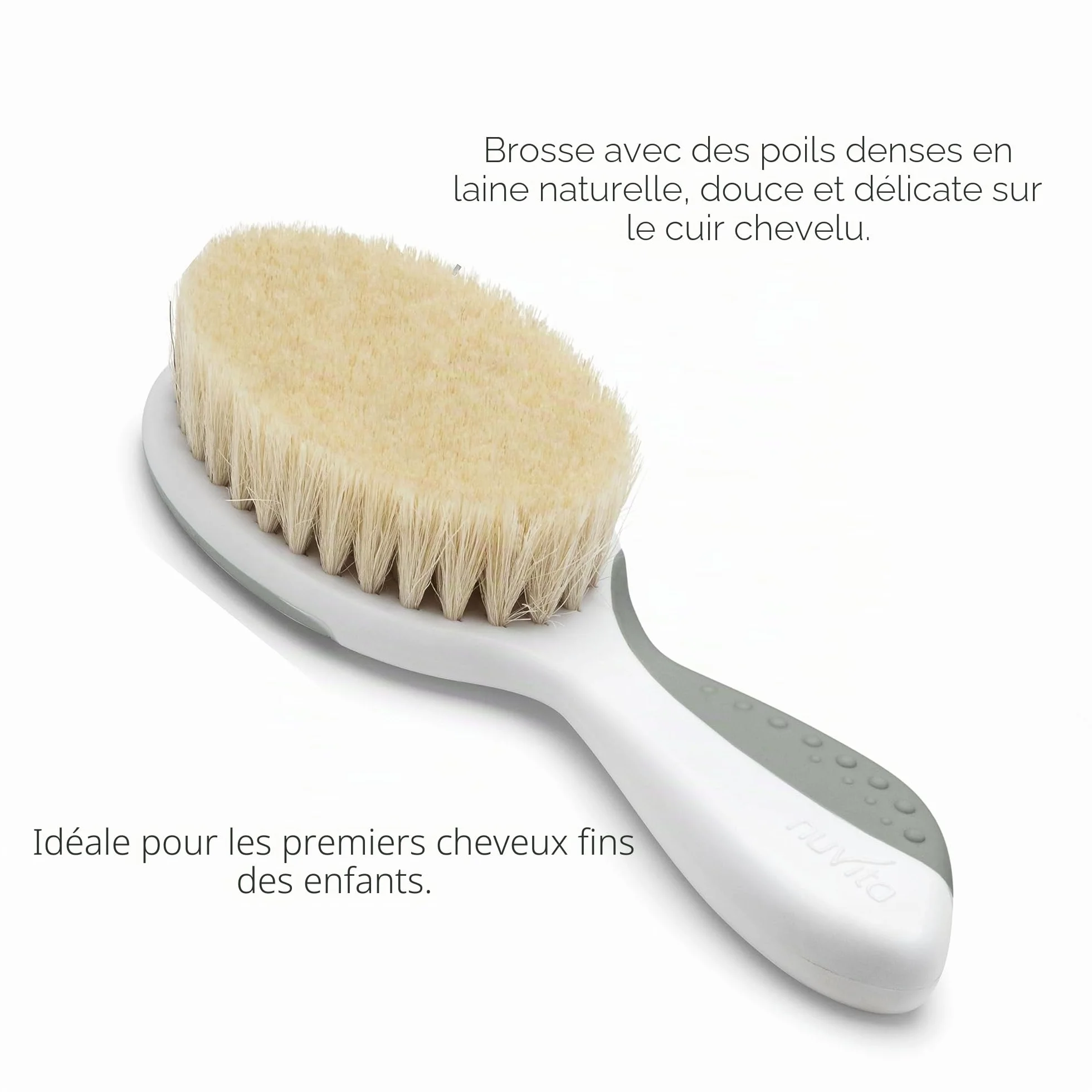 Nuvita Ensemble Peigne et Brosse en Poils Naturels de Laine - Soin des Cheveux - English Rose