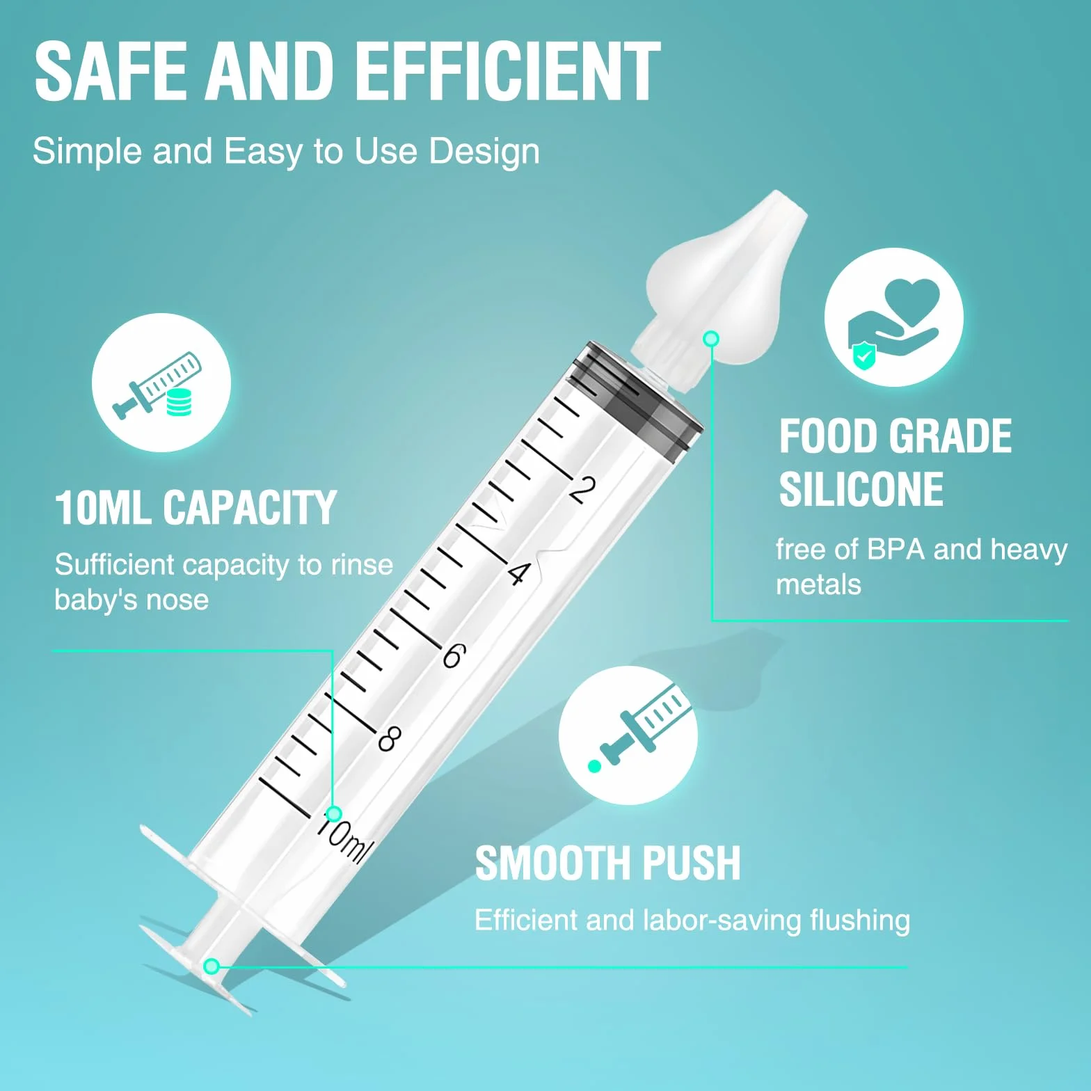 Diboniur Seringue Nasale Bébé 4 Pièces 10 ml avec Embout en Silicone Souple