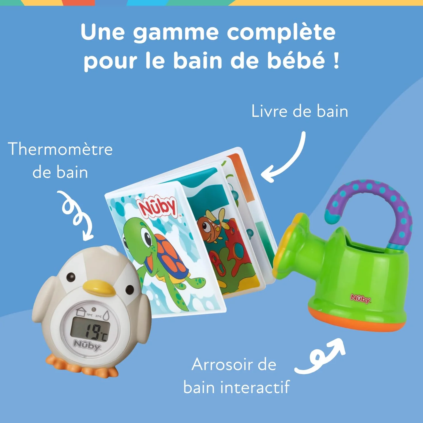 Nuby Jouet de Bain Pieuvre Interactive Flottante avec Anneaux de Bain Violet 18 Mois+