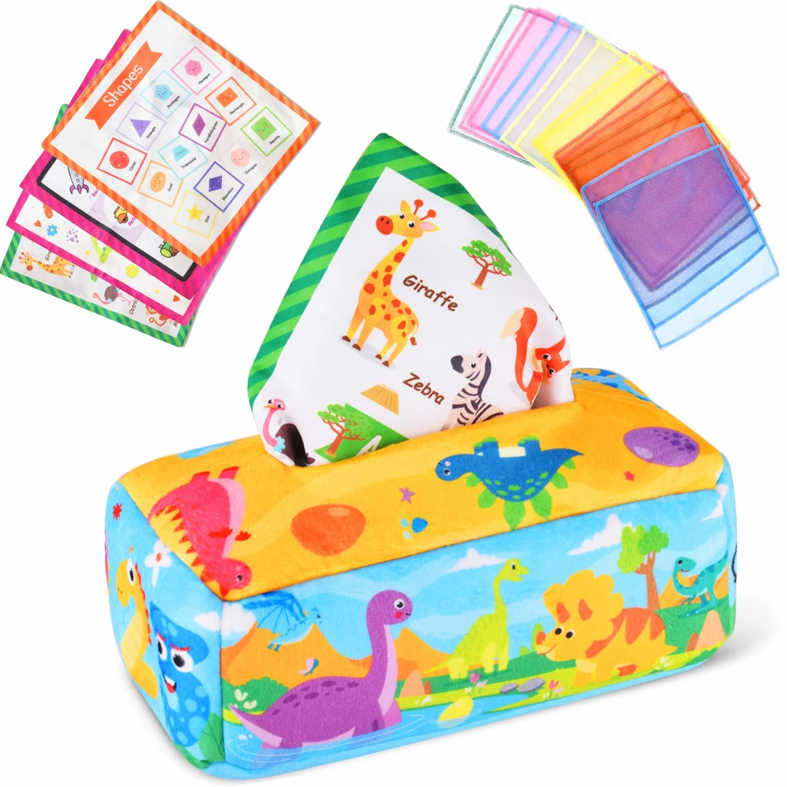 Vicloon Livre Tissu Bébé Boîte à Mouchoirs Jouet Sensoriel Montessori 6-18 Mois