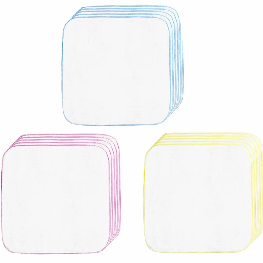Débarbouillettes réutilisables bébé coton biologique 20x20 cm 15 pièces
