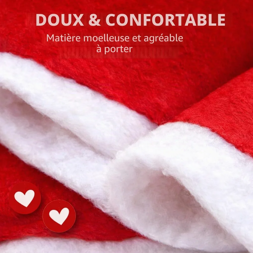 Lot de 2 bonnets de Noël rouges unisexe - Bonnet de Père Noël pour adultes et enfants