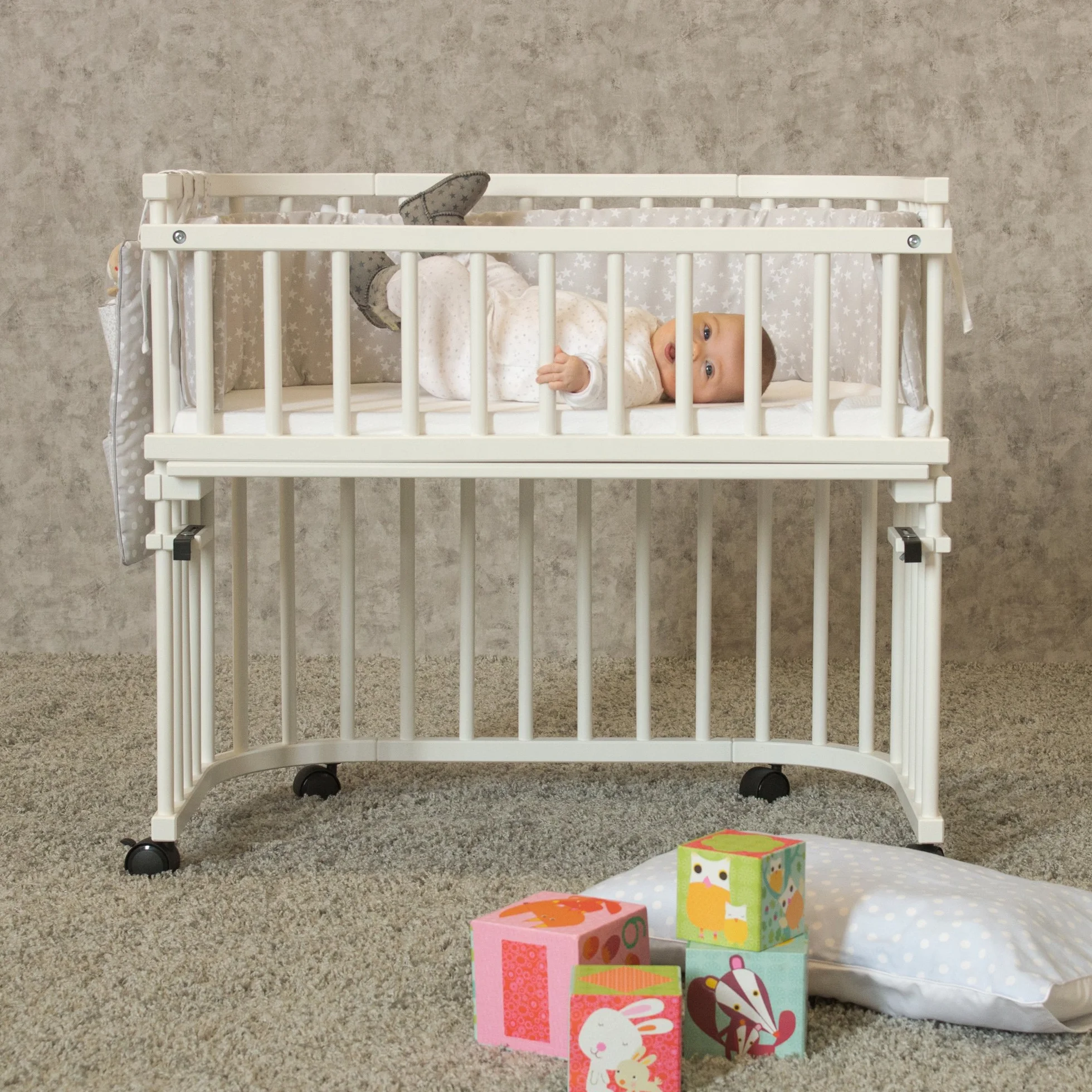 babybay Jeu de roulettes parquet rouleaux adapté à tous les modèles babybay I lit d'appoint berceau blanc