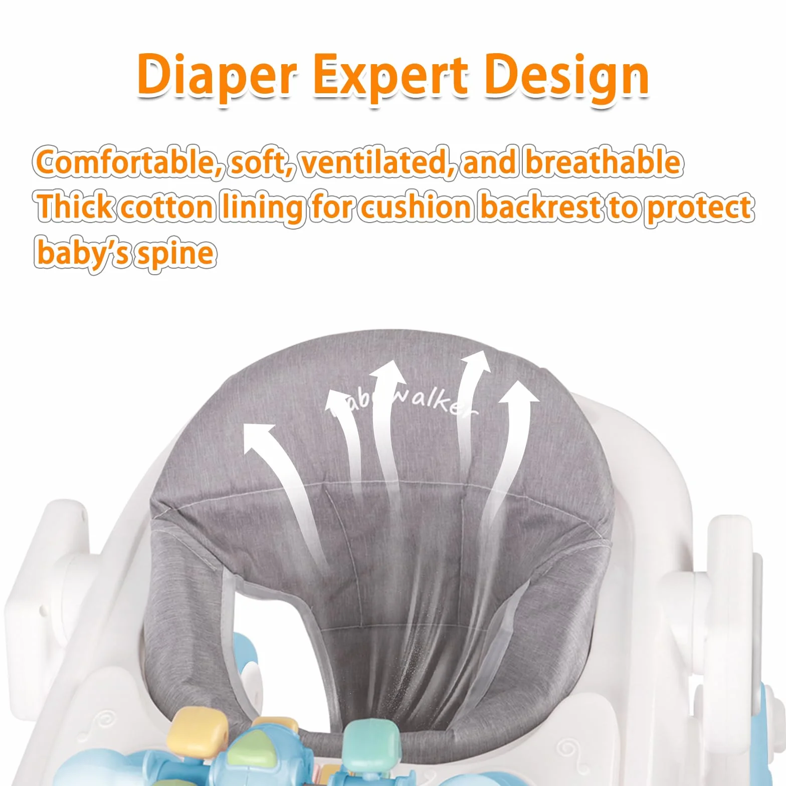 Trotteur Bébé 4-en-1 OHMG avec plateau multi-activités interactive, musique amovible, réglable en hauteur, pliable, jusqu'à 12 kg