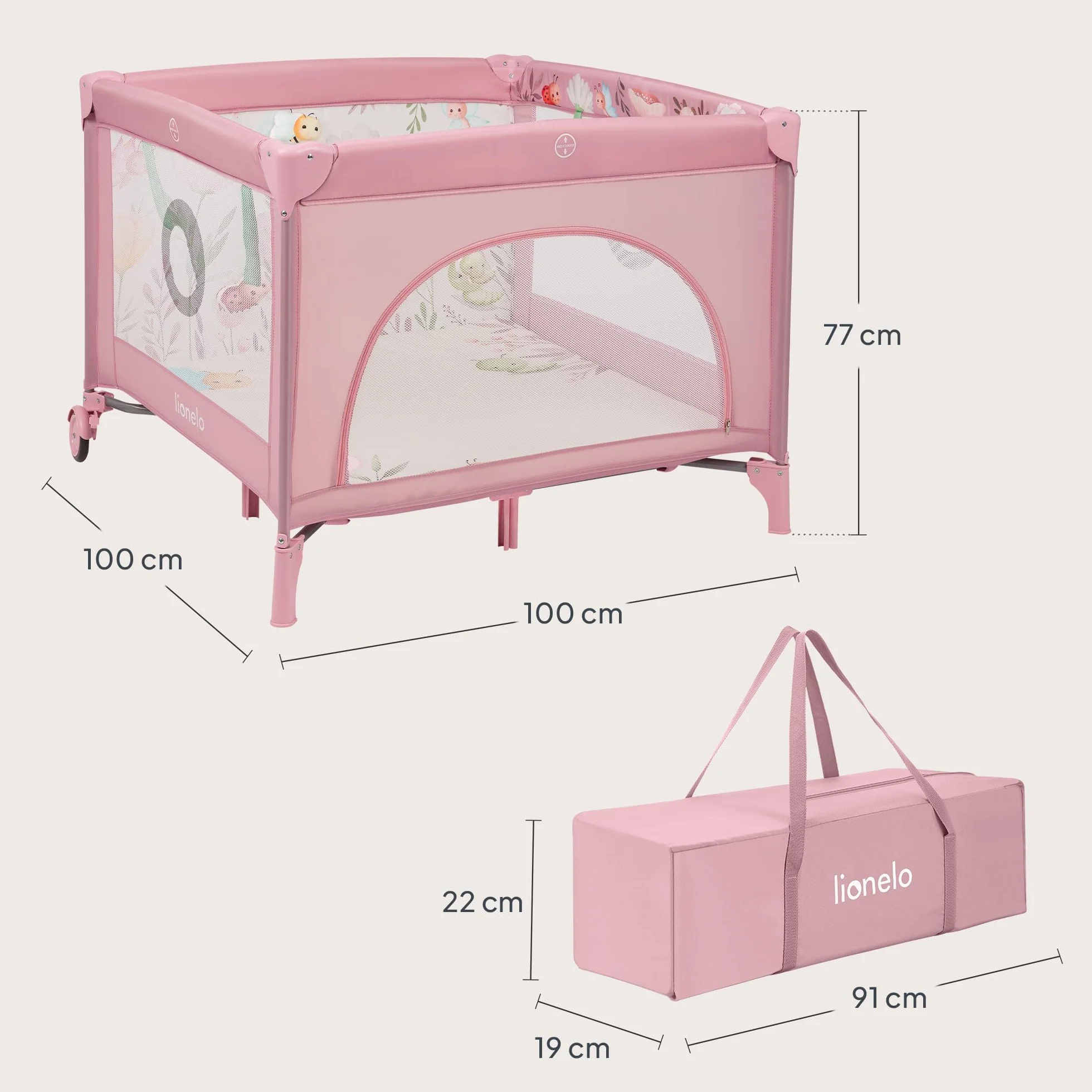 LIONELO MILLE PLUS Parc pour bébés 2-en-1 15 kg 0-36 mois Matelas 3D Pliable