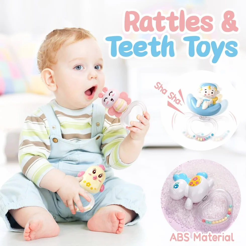 Berceau de musique pour bébé avec projecteur et lumières, mobile suspendu tournant, boîte à musique 150 mélodies, rose