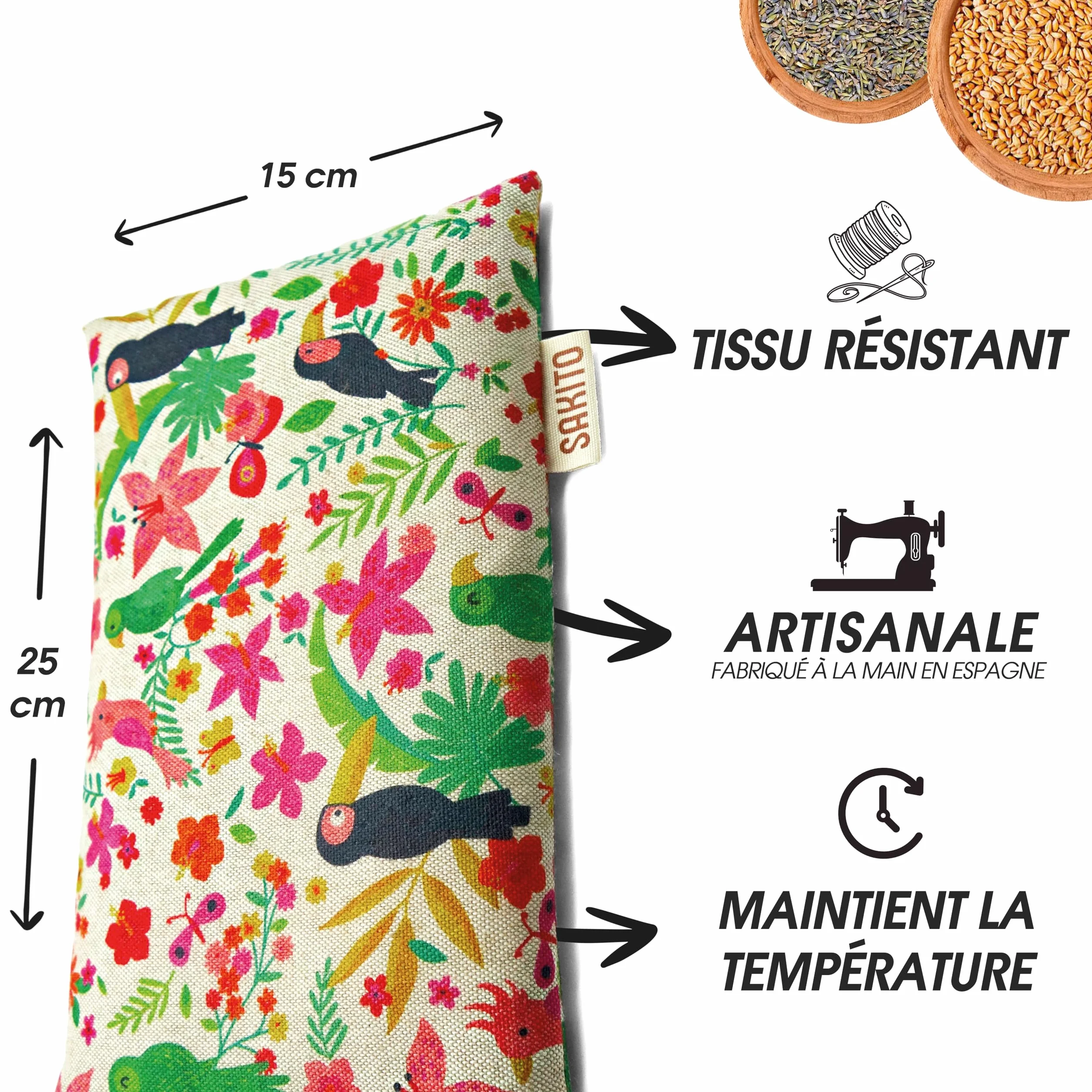 Bouillotte Micro-onde 25x15 cm - Thérapie Naturelle Stress Douleurs Musculaires - Chaud Froid - Grande Rétention Chaleur - Tissu Qualité - Lavande