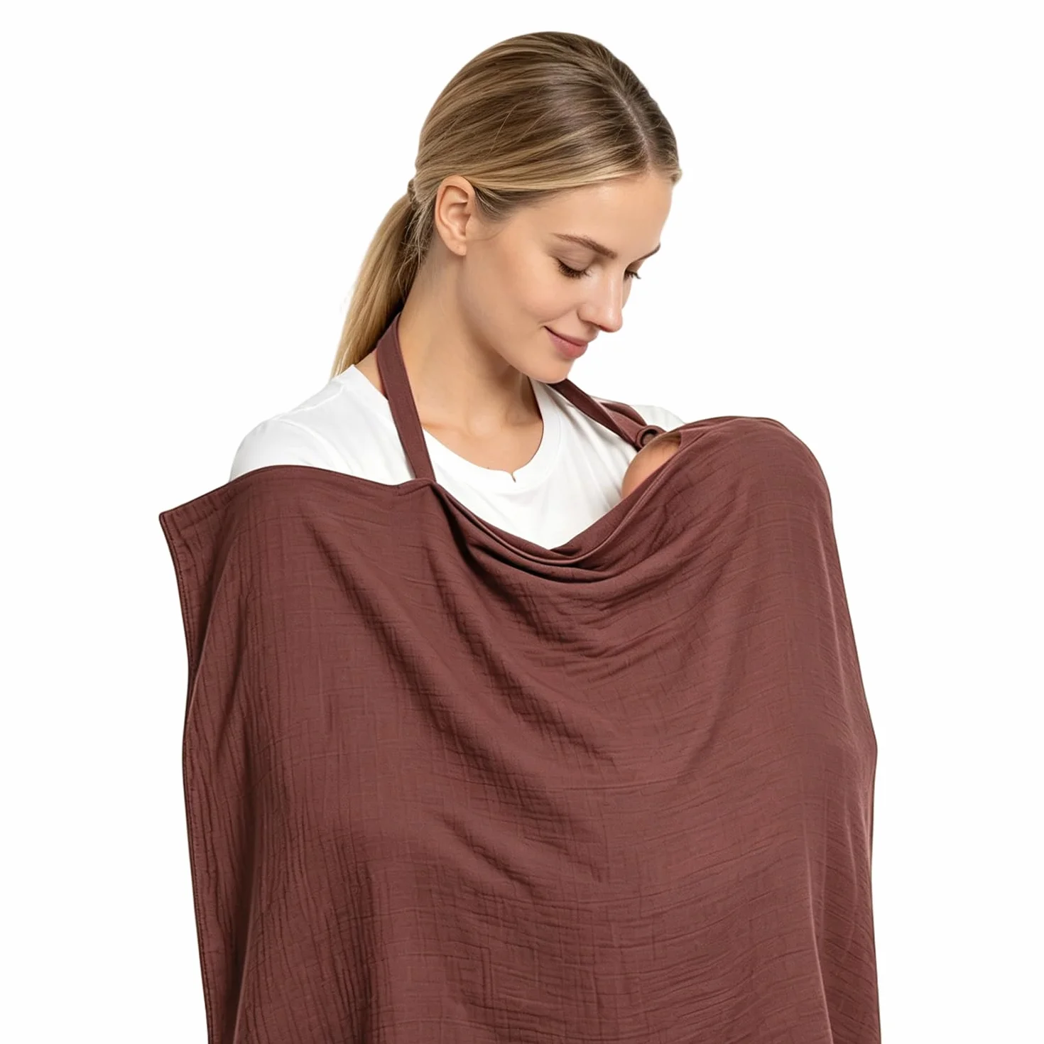 Cape Allaitement Mousseline Rouge Bordeaux