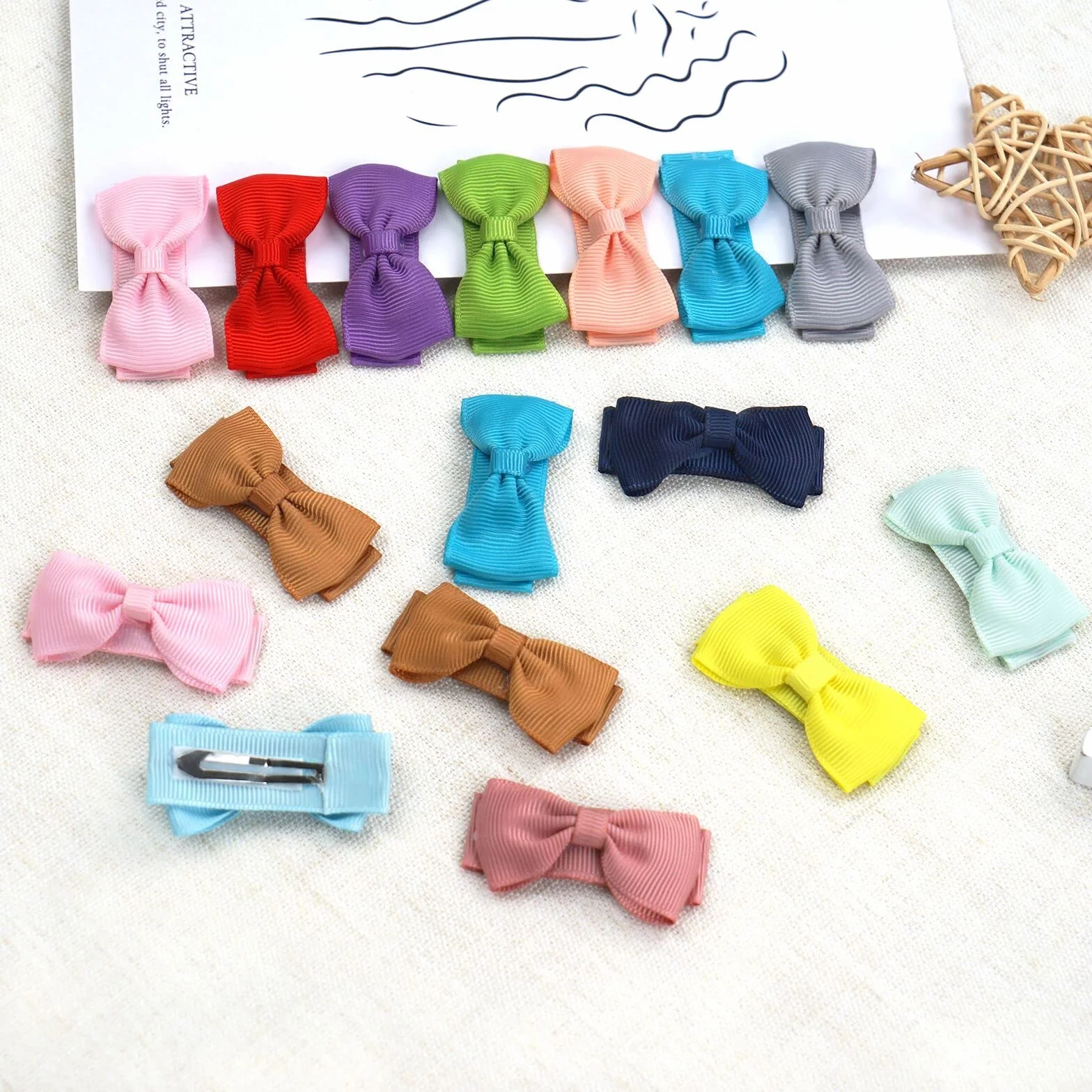 Barrettes à cheveux bébé fille Tiny Bow antidérapantes Mini Bow 20pcs