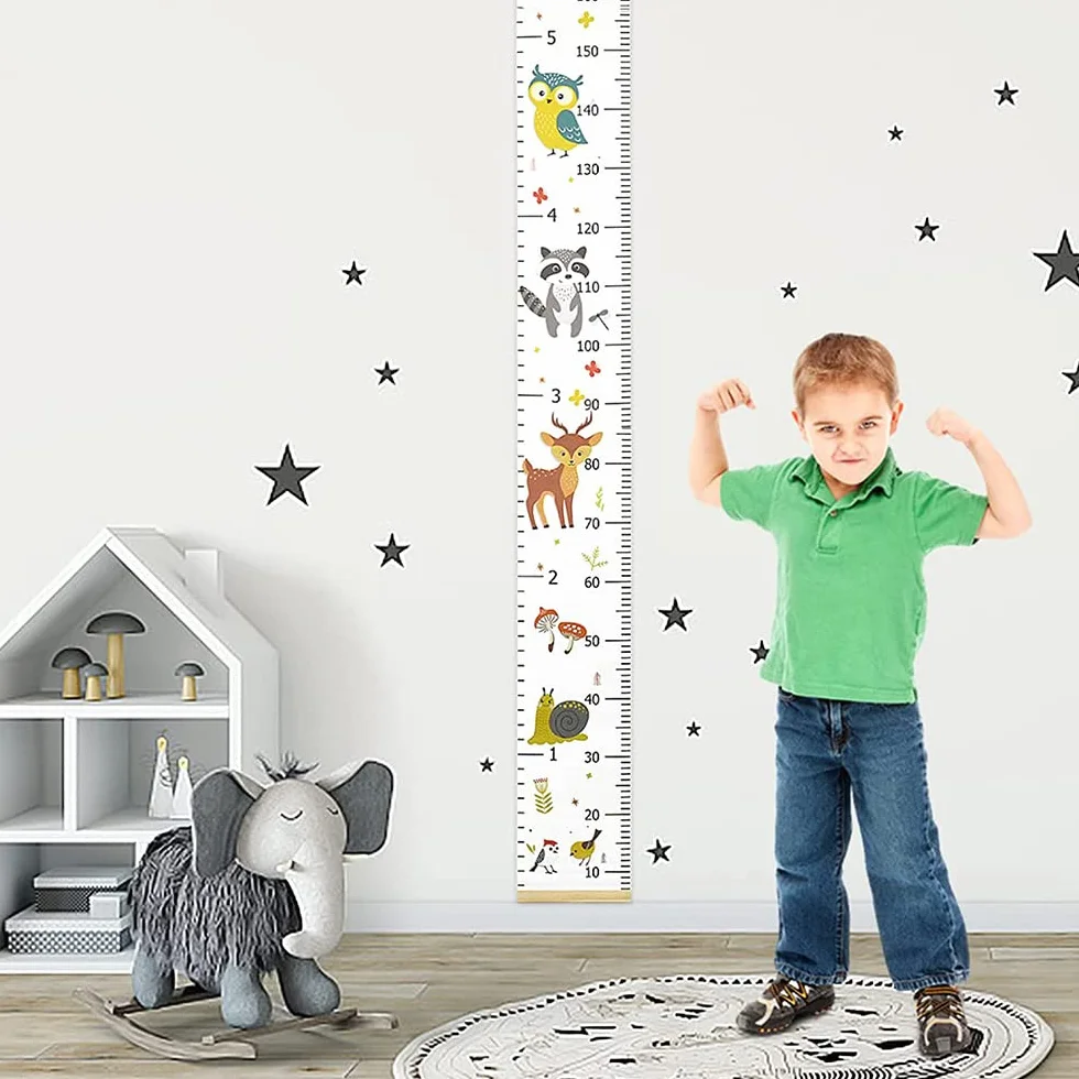Toise Murale Enfant Règle de Hauteur 200x20cm Toile Amovible Décoration Chambre