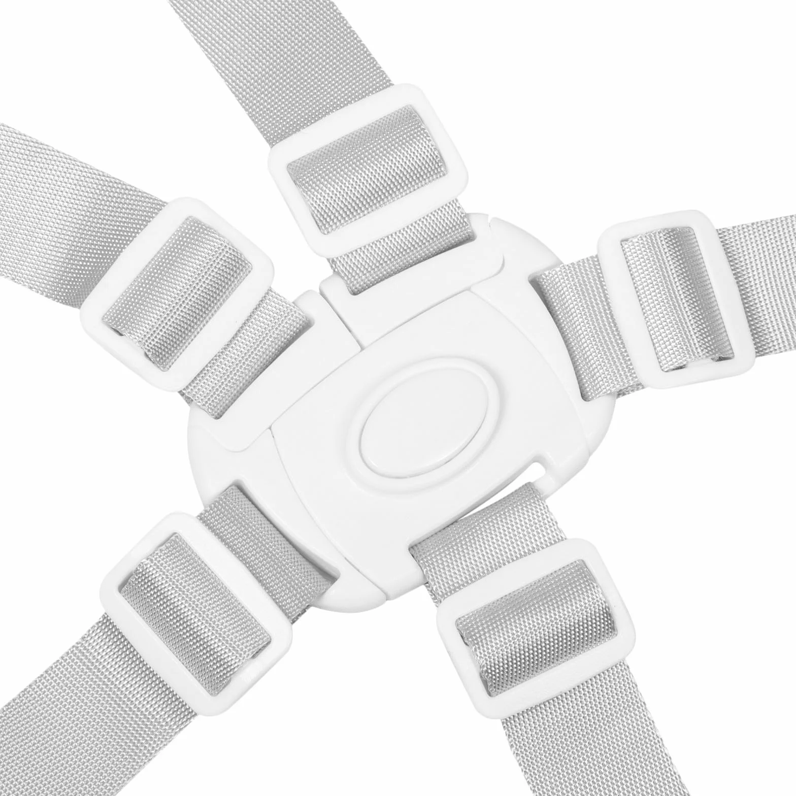Harnais de Sécurité 5 Points Blanc pour Chaise Haute et Poussette, Sangles Réglables, Accessoire Bébé