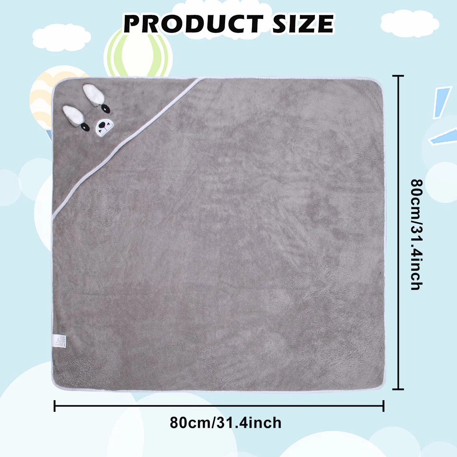 Serviette à Capuche Bébé Lot de 3 80x80cm 0-3 Ans