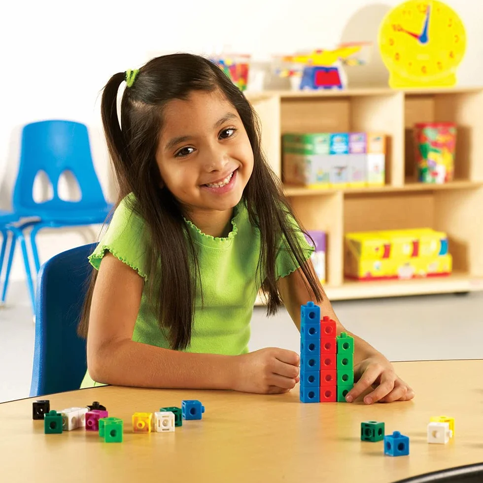 Learning Resources Cubes Éducatifs 100 Pièces Emboîtables 2 cm 10 Couleurs Montessori Mathématiques