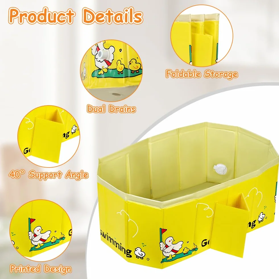 AUYAO Baignoire Pliable Bébé avec Valve Vidange Portable 0-8 Ans