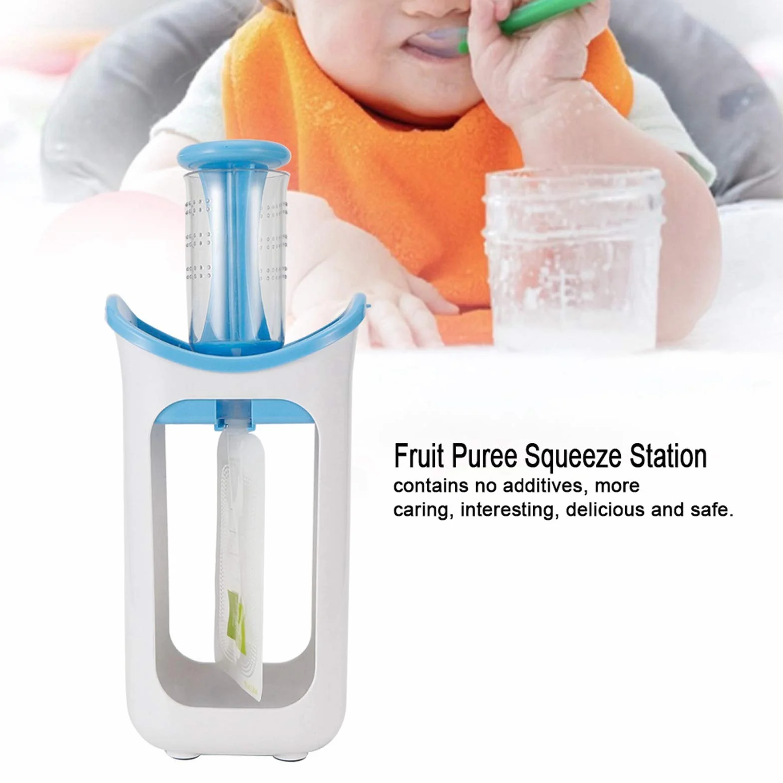 BORDSTRACT Squeeze Station Station De Remplissage De Sachets Avec 10 Sachets Alimentaires Bleu