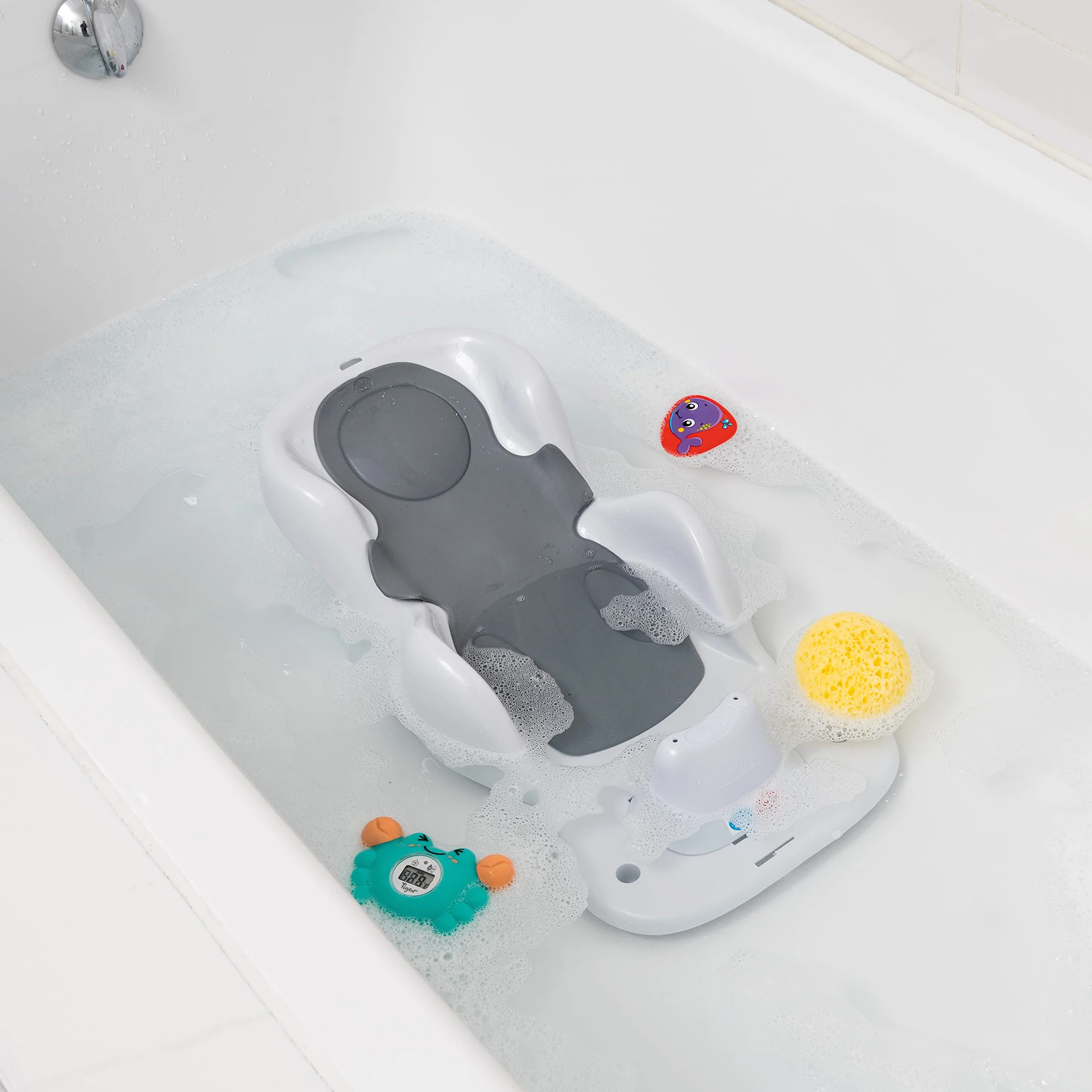 Tigex Transat de Bain bébé Évolutif Collexion 0-6 Mois 28 x 58 x 16,5 cm Gris Perle