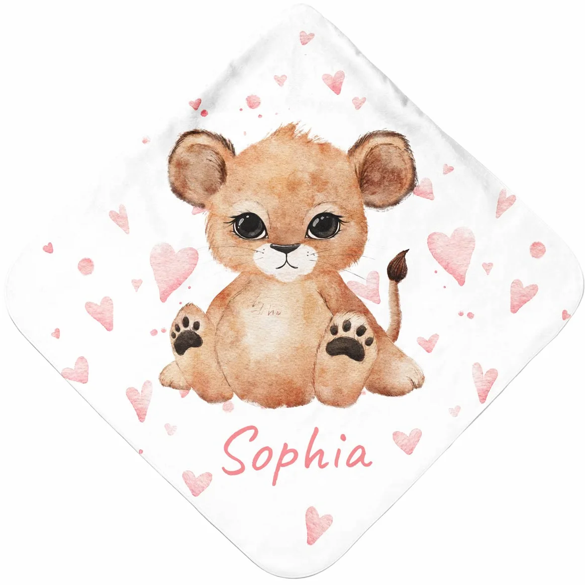 Serviette de Bain à Capuche Personnalisée Bébé Lion | Cape de Bain Personnalisable