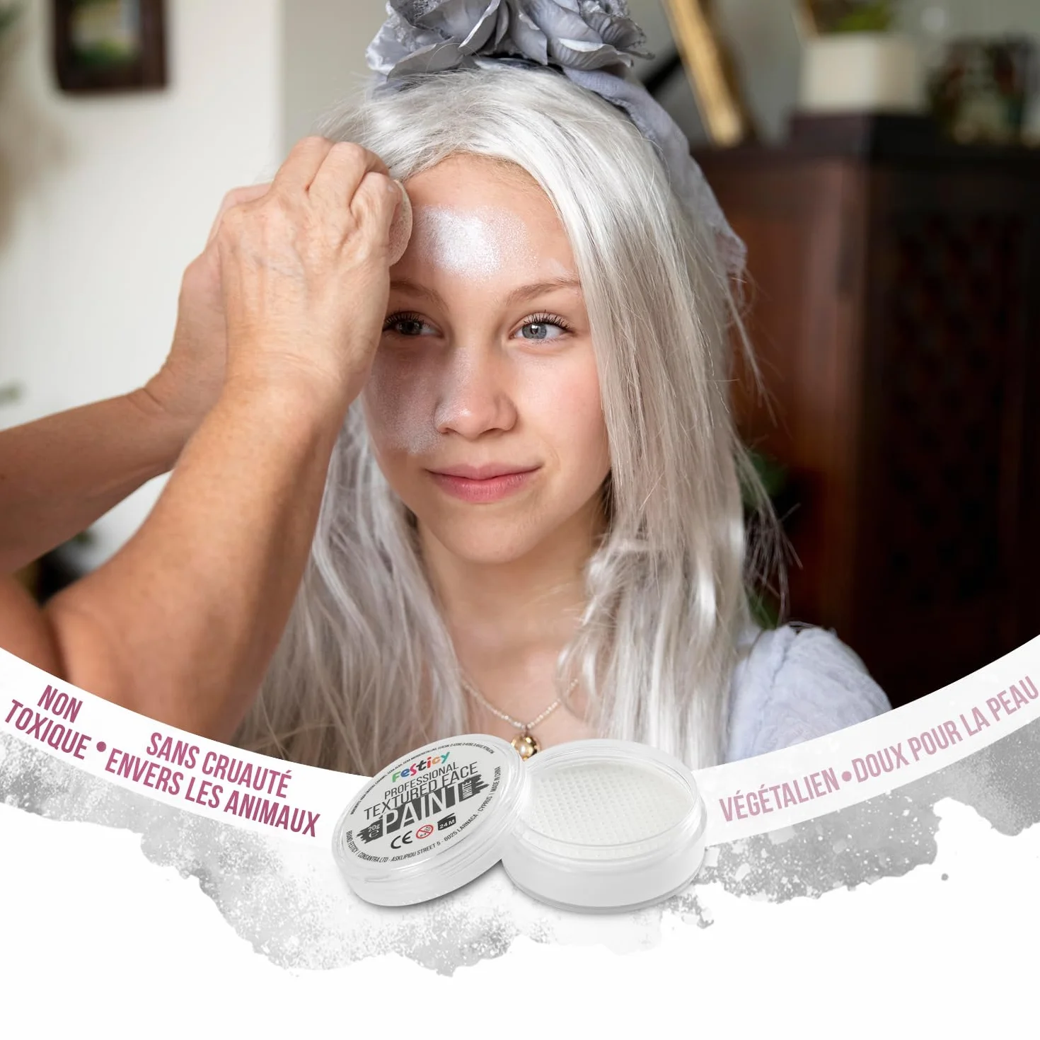 Festicy Peinture Visage Corps Blanche 20g EN 71-3 Reach Maquillage Enfant
