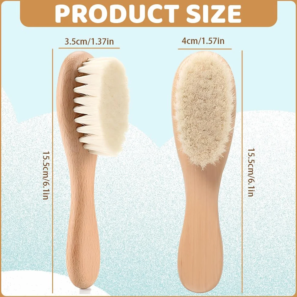 Brosse cheveux bébé poils de chèvre doux en bois pour Cradle Cap nouveau-né
