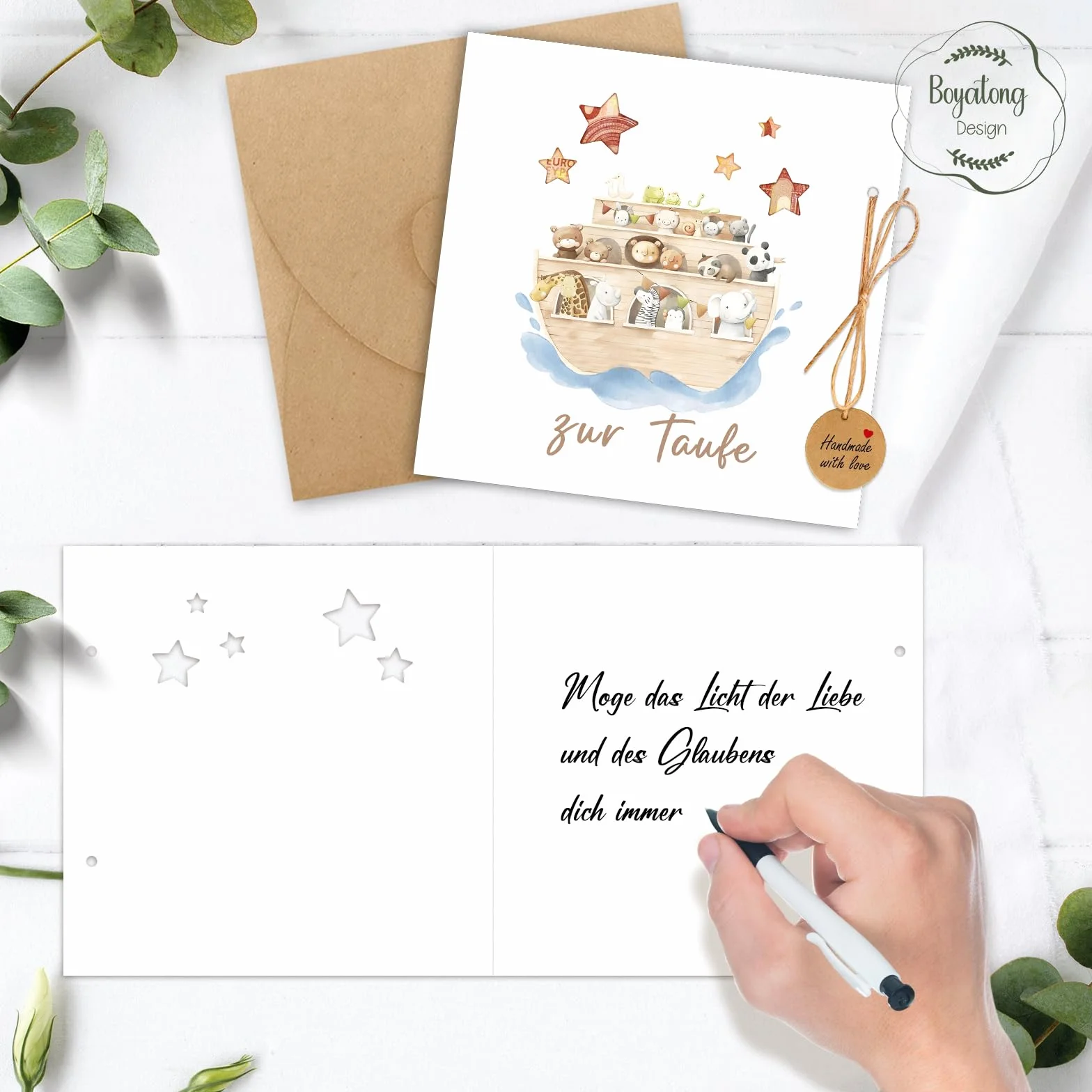 Carte cadeau baptême avec enveloppes pour filles et garçons
