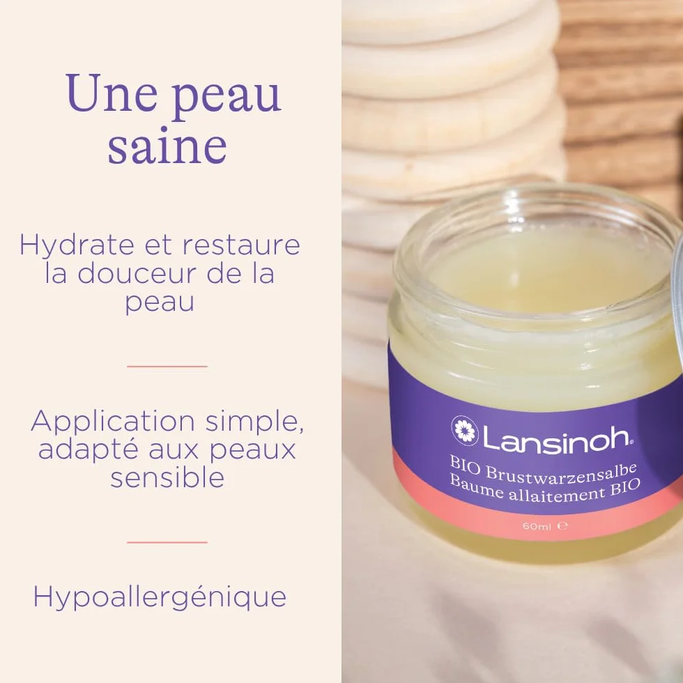 Lansinoh Baume Allaitement Bio 100% Naturel Hydratation Protection Mamelons 40g