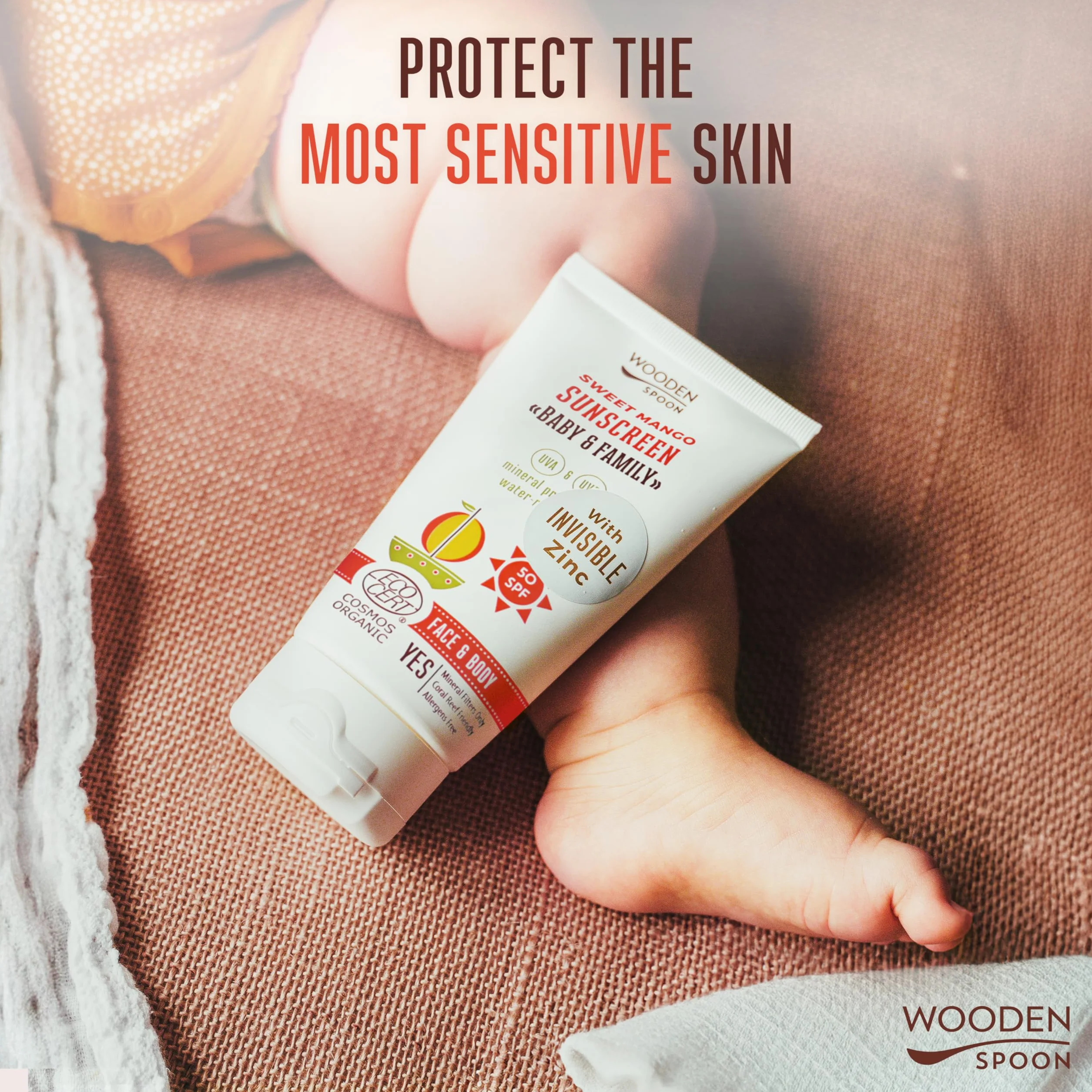 Crème Solaire Bio Bébé & Famille SPF 50 Sweet Mango 150 ml – Zinc Invisible, Sans Trace Blanche, Hypoallergénique, Vegan