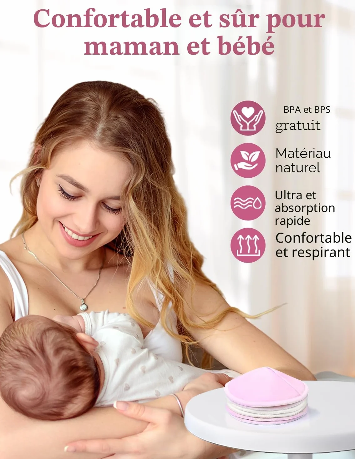 MOMUSE Coussinets Allaitement Réutilisables Paquet de 12 Tissu Ultra Doux Absorption Rapide