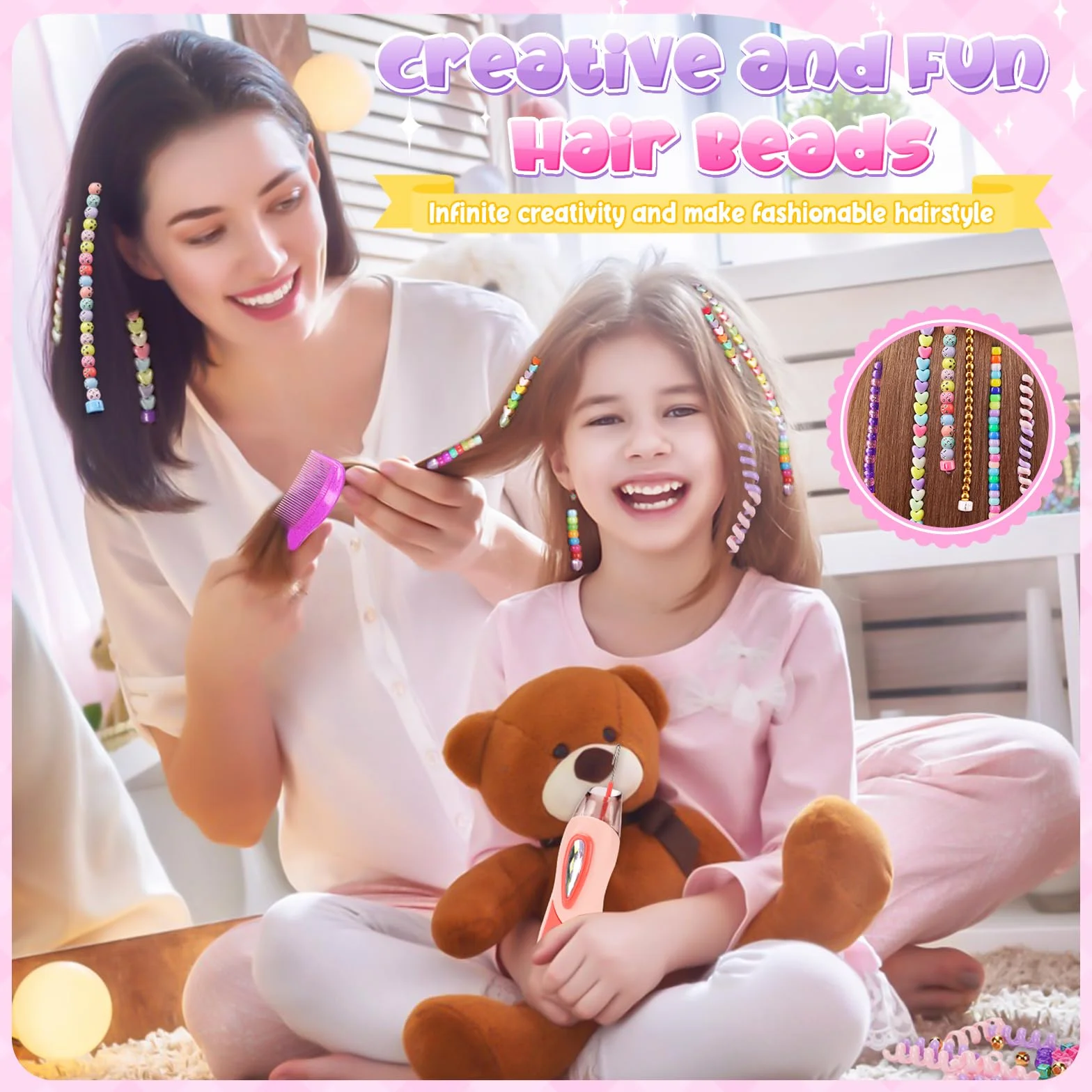 Accessoires Cheveux Jouets pour Filles 7-12 Ans: Machine à Tresser avec Perles pour Cheveux Tressés