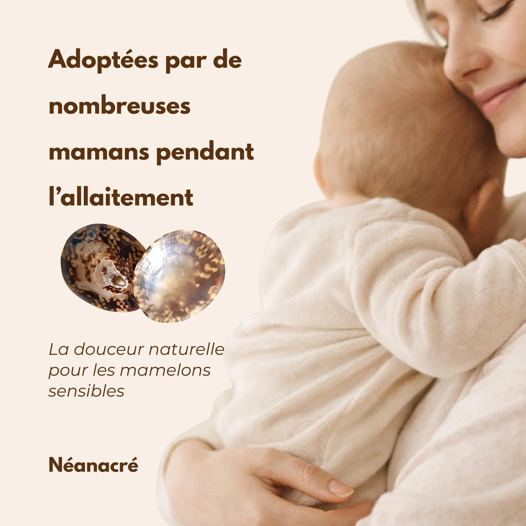 Coquillages d'Allaitement en Nacre Naturelle Néanacré – Protège Mamelons – Soulage Crevasses – Réutilisables Tailles S/M/L