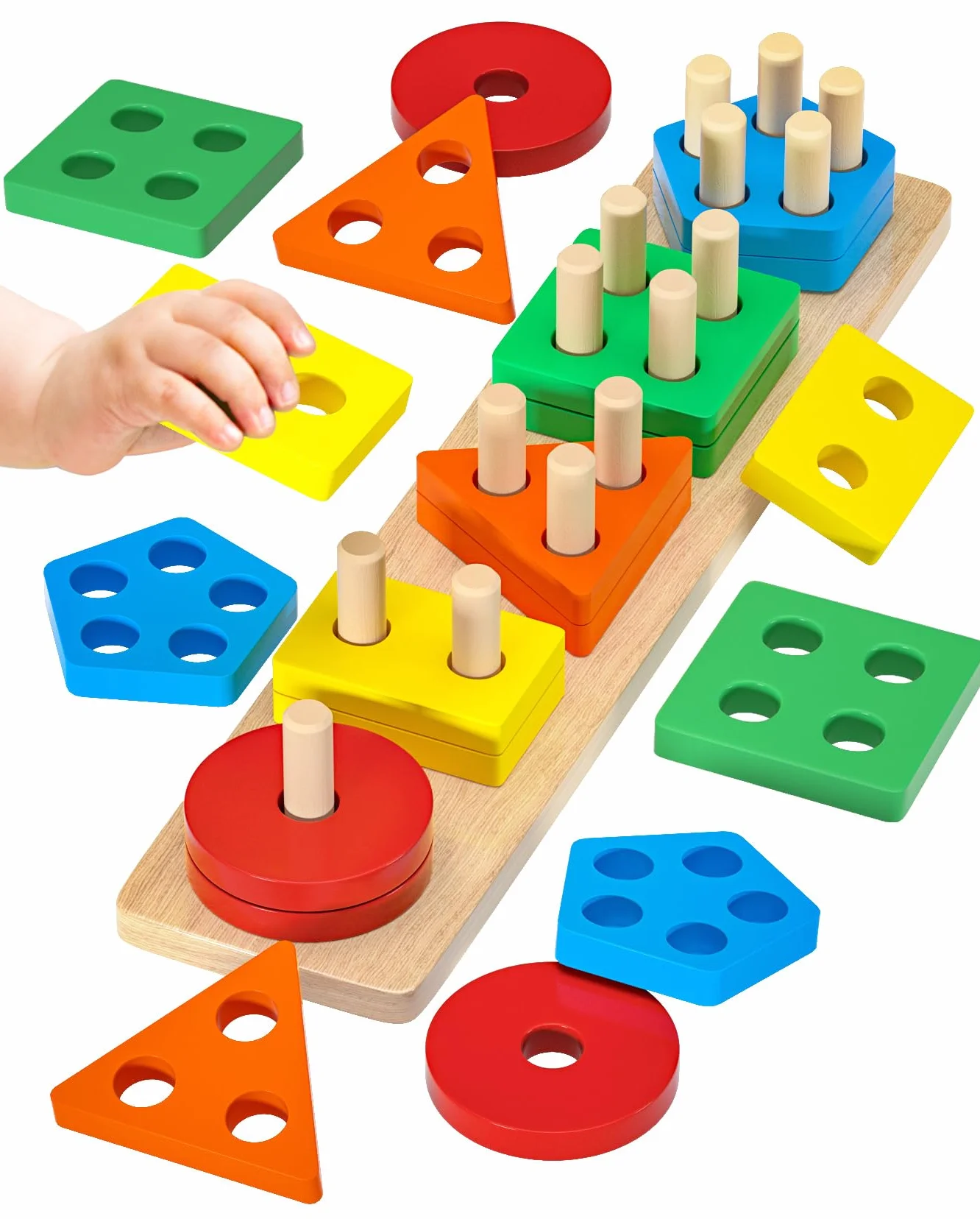 Jeux Montessori Enfant 1 2 3 Ans Jeu Educatif en Bois Puzzle à Empiler et de Tri Cadeau Garçon Fille