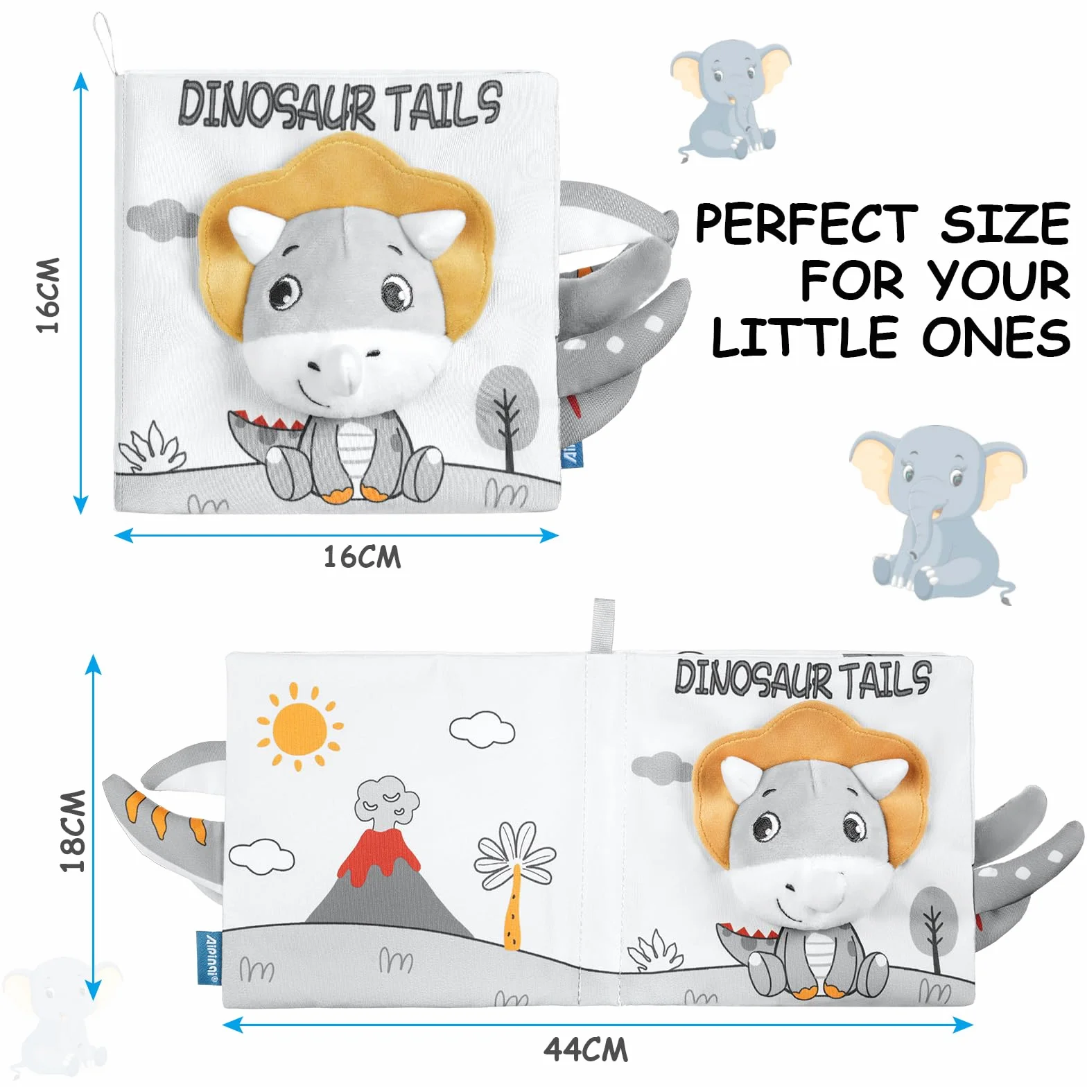 HOTUT Livre d'Éveil en Tissu 3D pour Bébé 0-24 Mois - Dinosaure