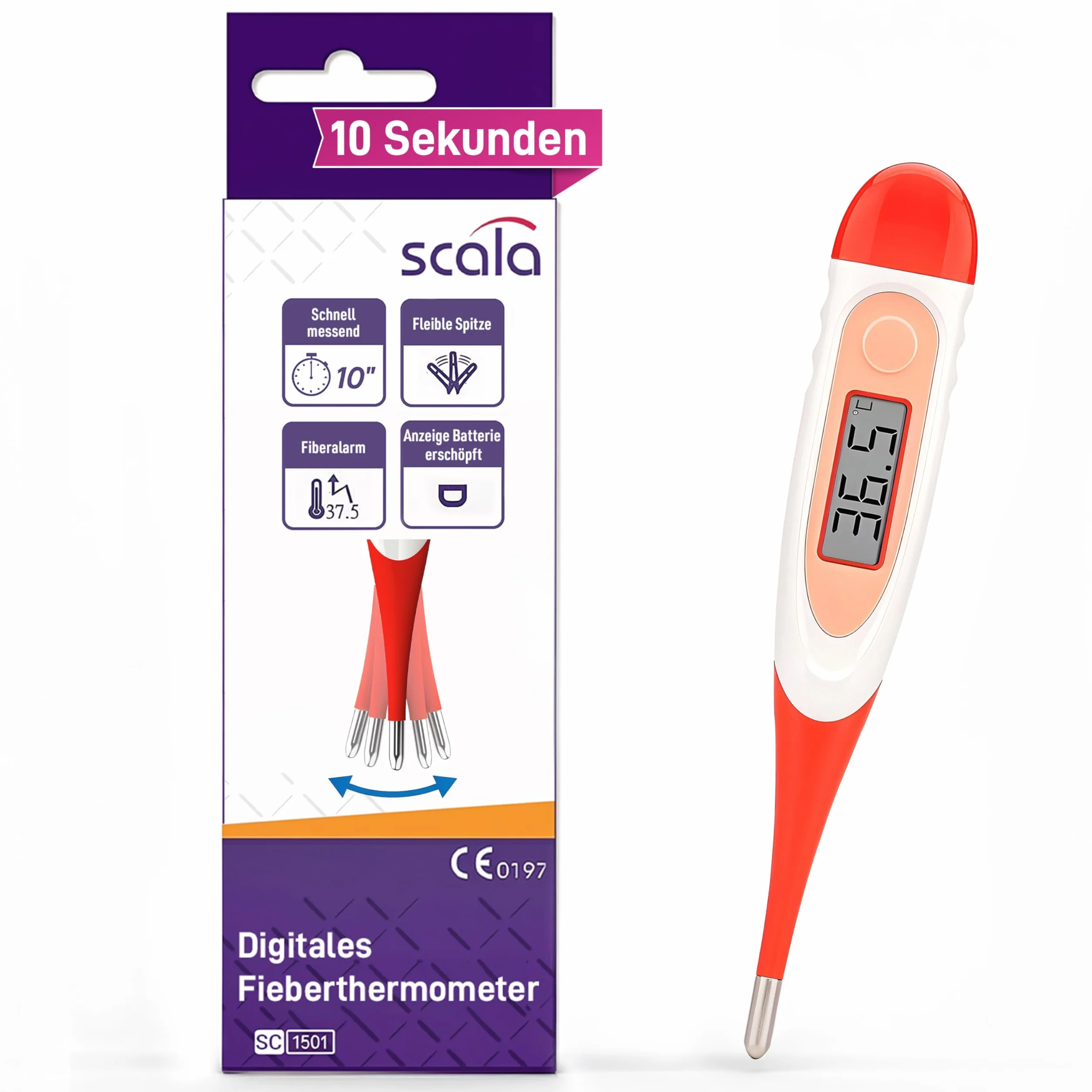 Thermomètre Médical Numérique Buccal SC 1501 Rouge Flex Speed