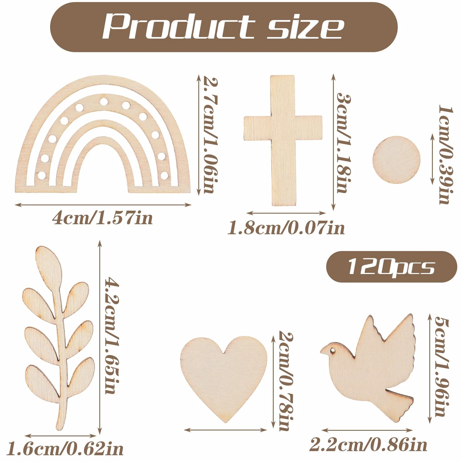 Lot de 120 cœurs en bois arc-en-ciel pour décoration de table de baptême