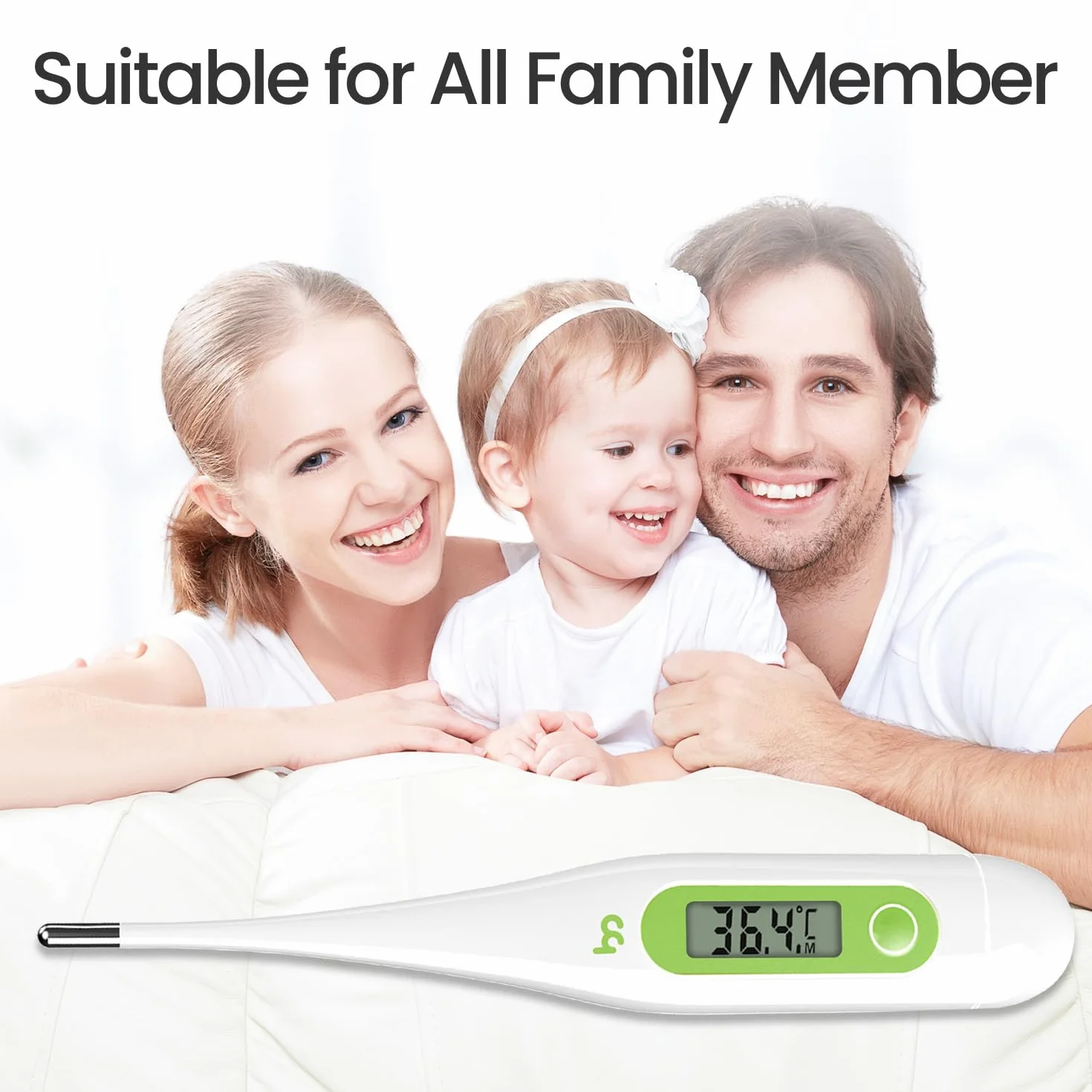 Thermomètre Numérique Médical pour Bébé et Adultes, Rapide et Précis, Commutable ℃/℉, Vert