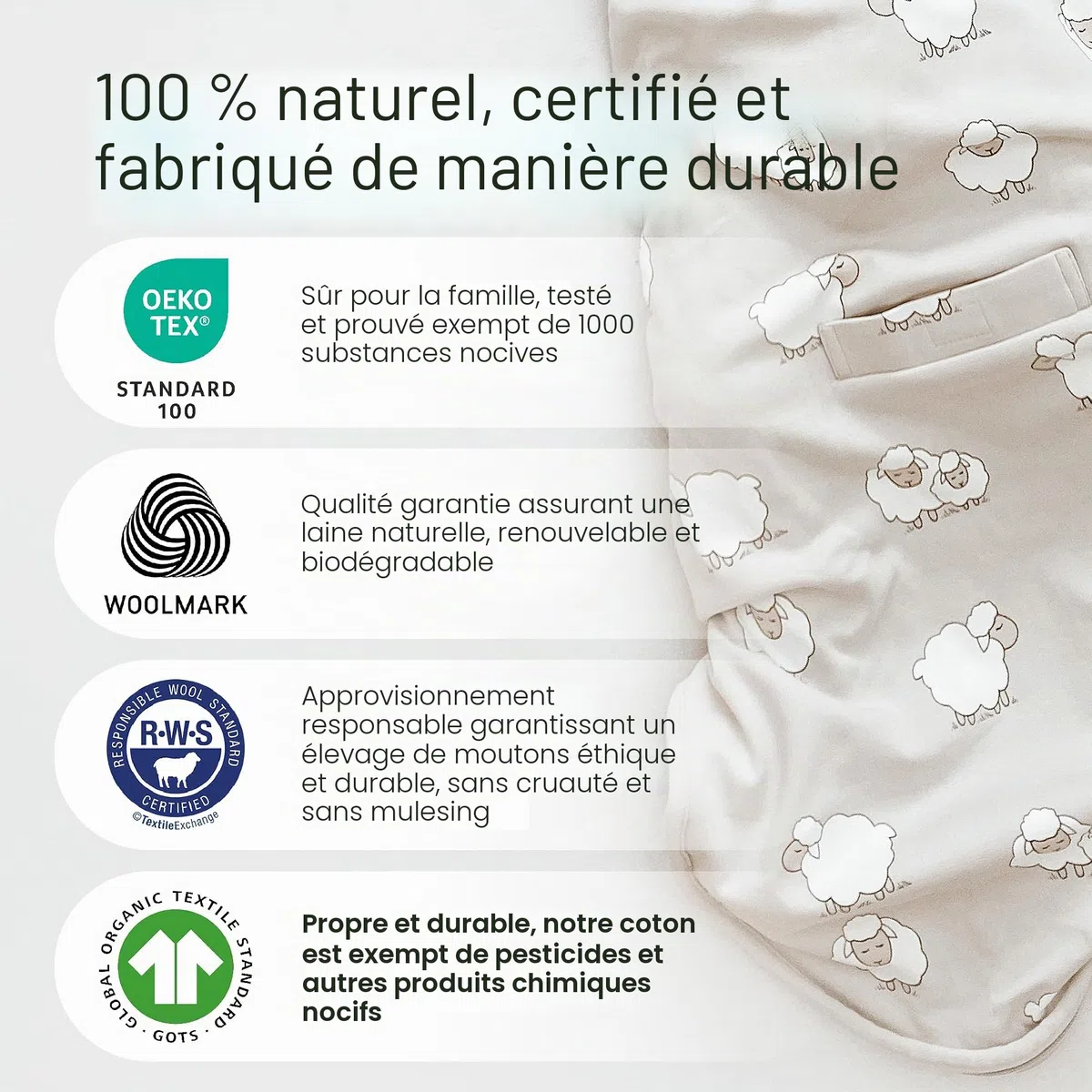 Woolino Gigoteuse pour Tout - Petit, 4 Saisons Laine Mérinos et Coton Bio, 2-4 Ans